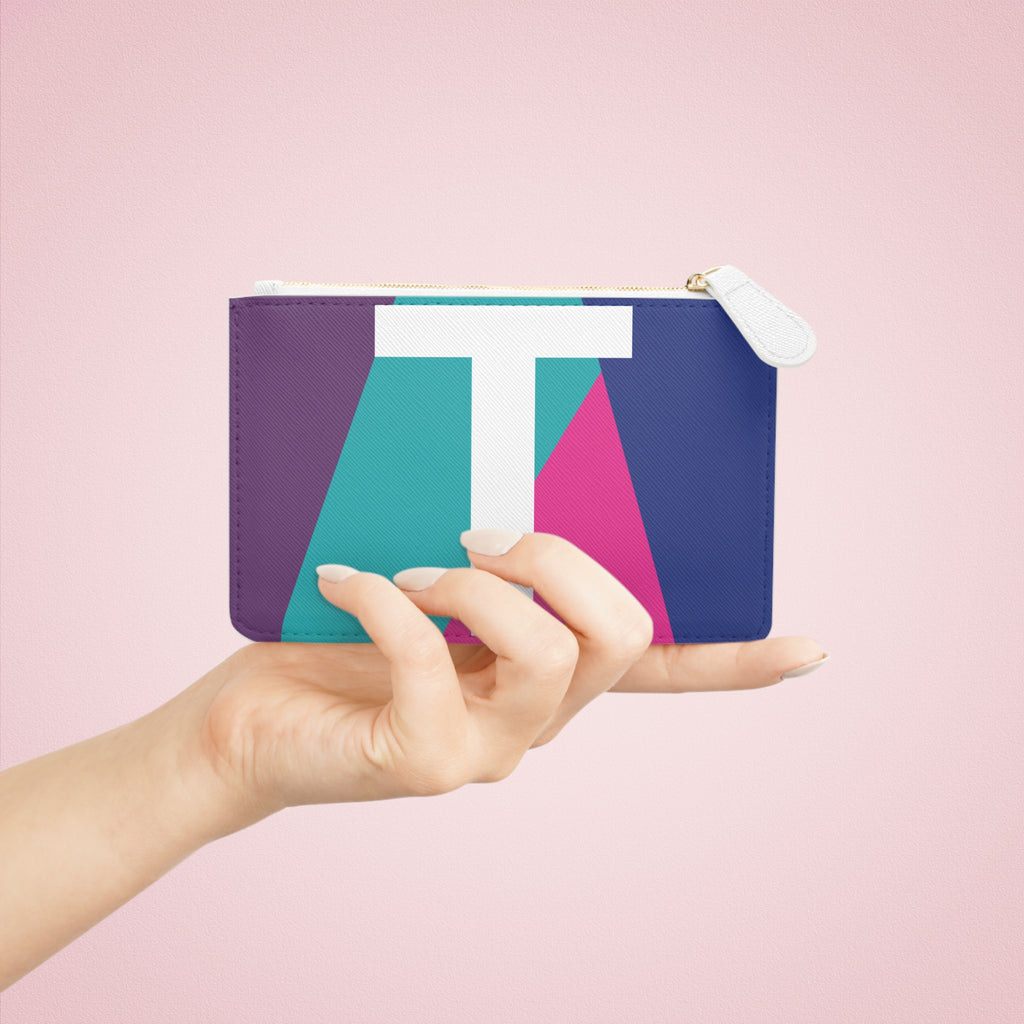 Initial T Mini Clutch — Colorblock Monogram Wristlet Wallet