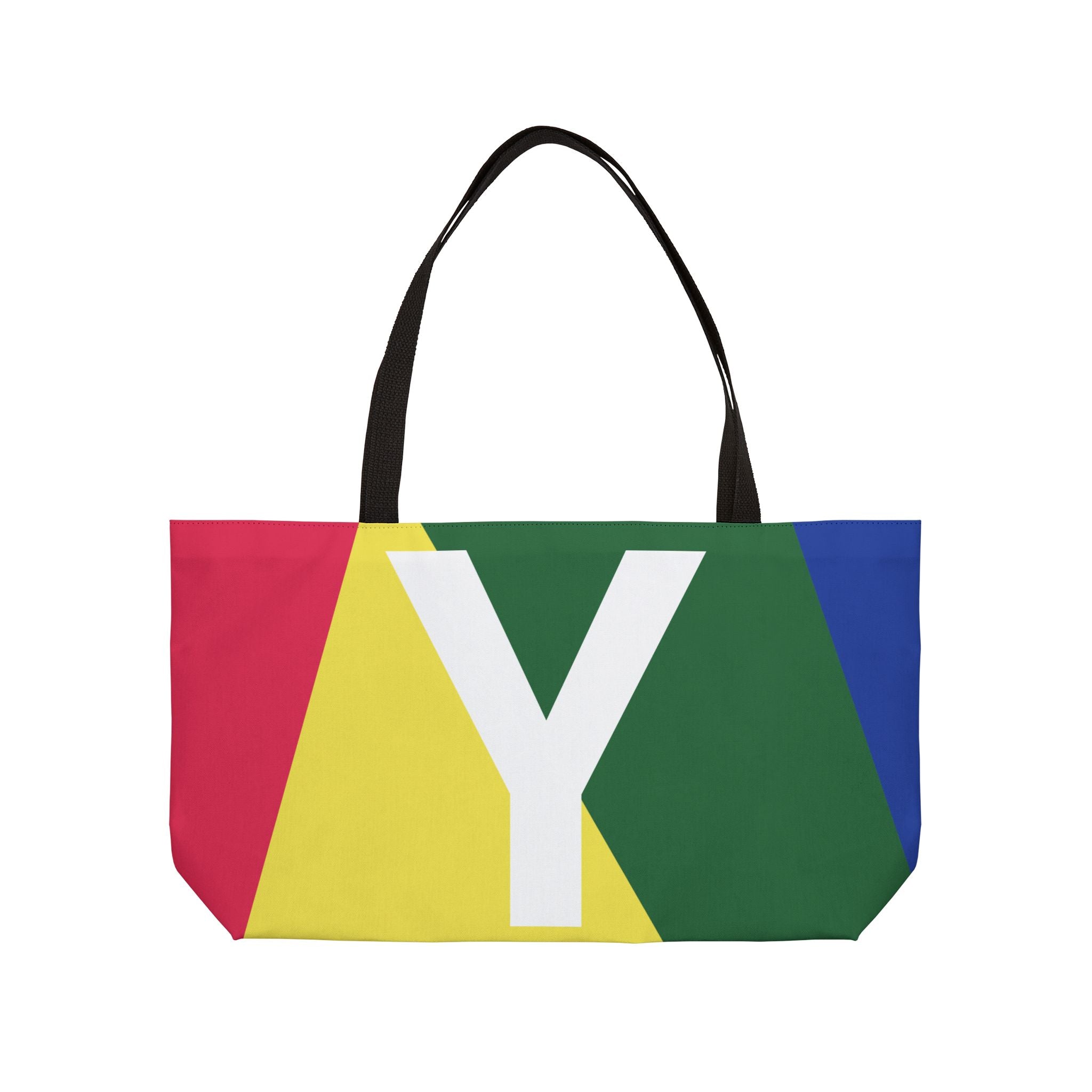 Personalized 'Y' Colorblock Tote Bag — Monogram Weekender Tote