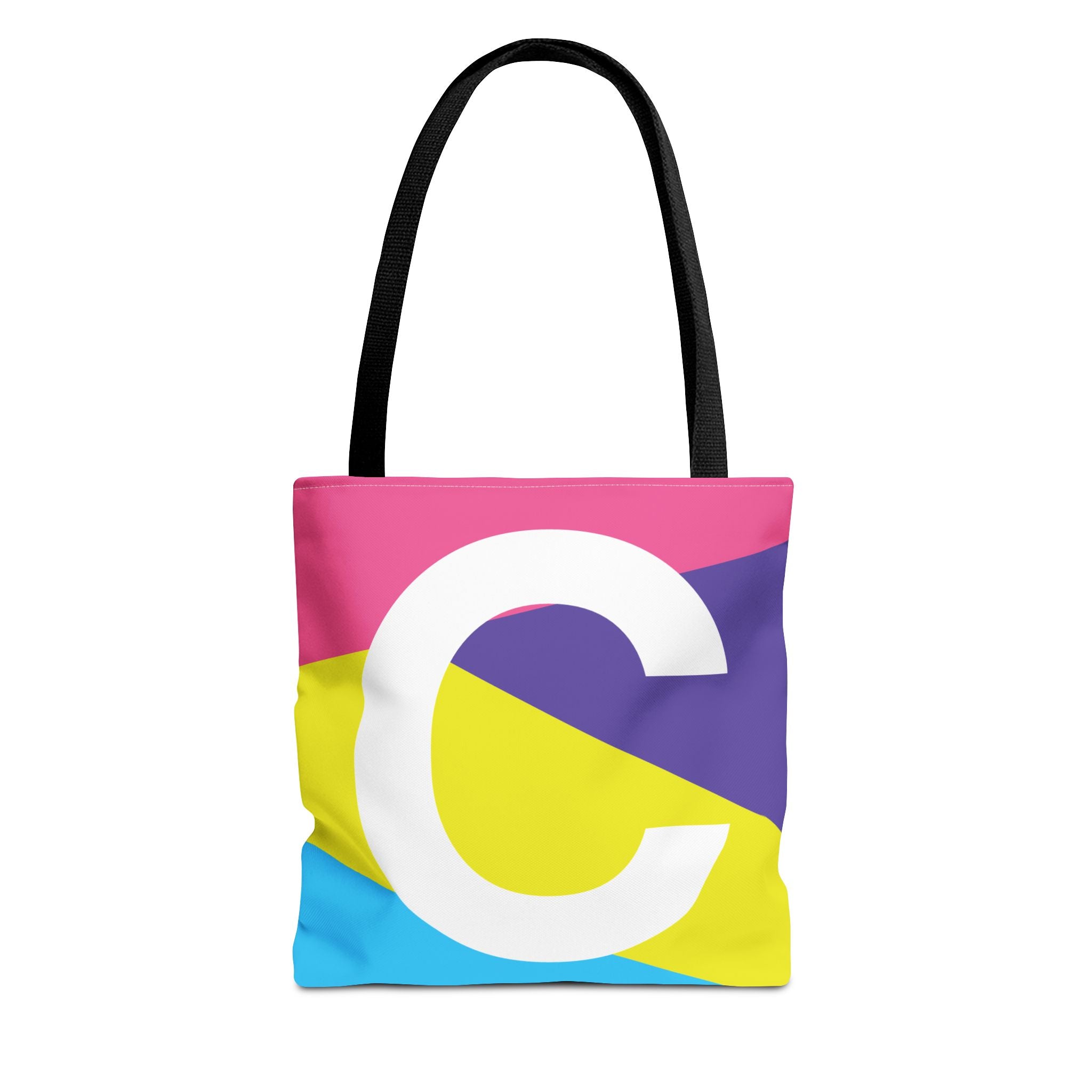 Monogram 'C' Colorblock Tote Bag — Personalized Initial C Shoulder Tote
