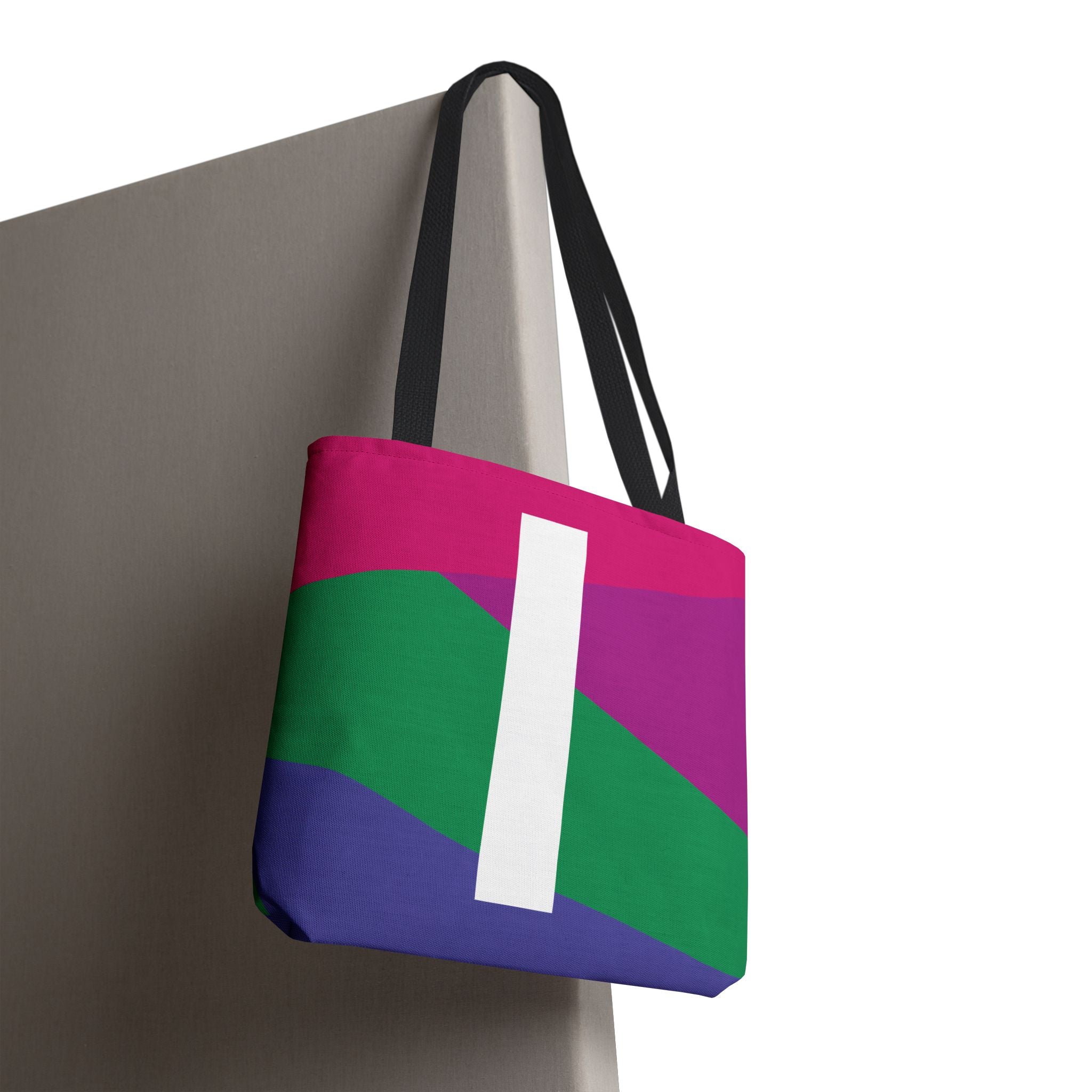 Monogram 'I' Colorblock Tote Bag — Personalized Initial I Shoulder Tote