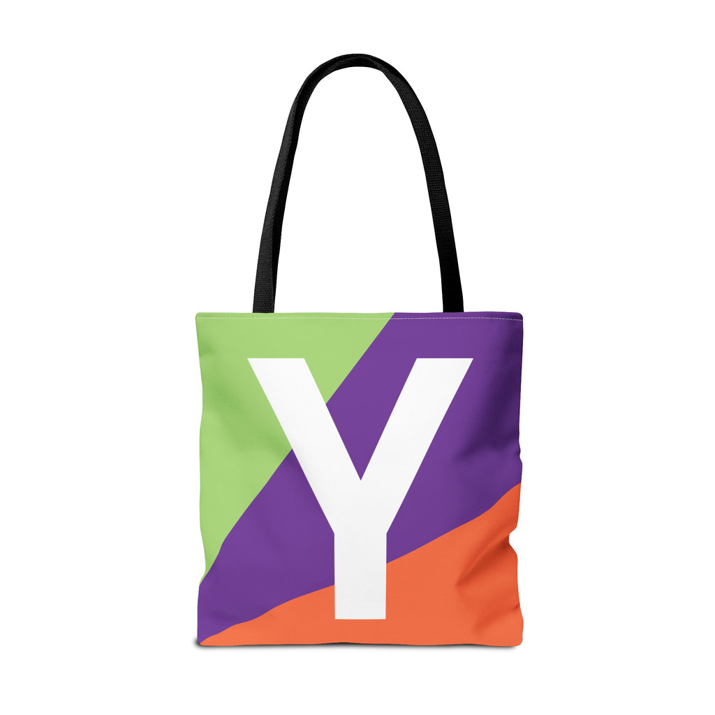 Monogram 'Y' Colorblock Tote Bag — Personalized Initial Y Shoulder Tote