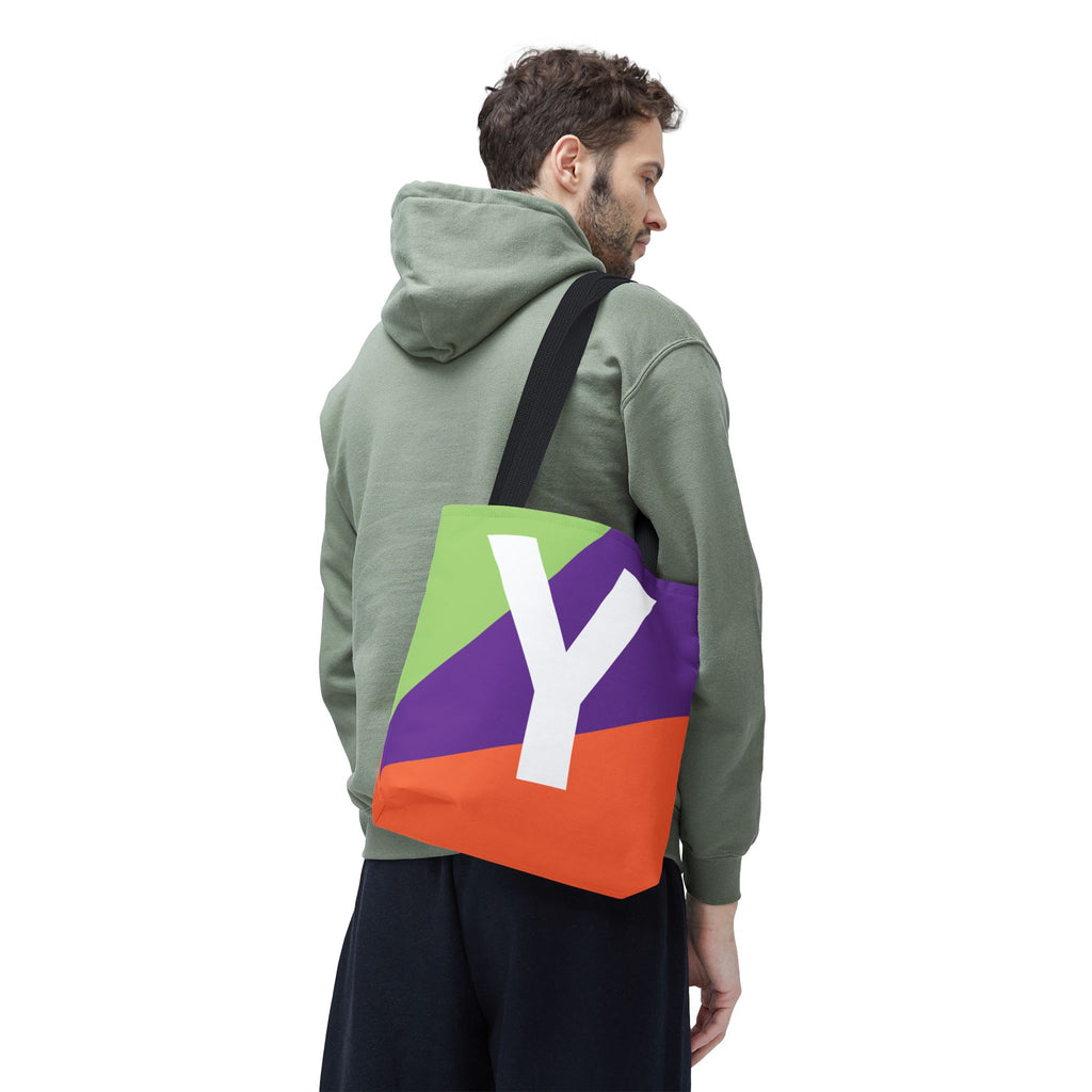 Monogram 'Y' Colorblock Tote Bag — Personalized Initial Y Shoulder Tote