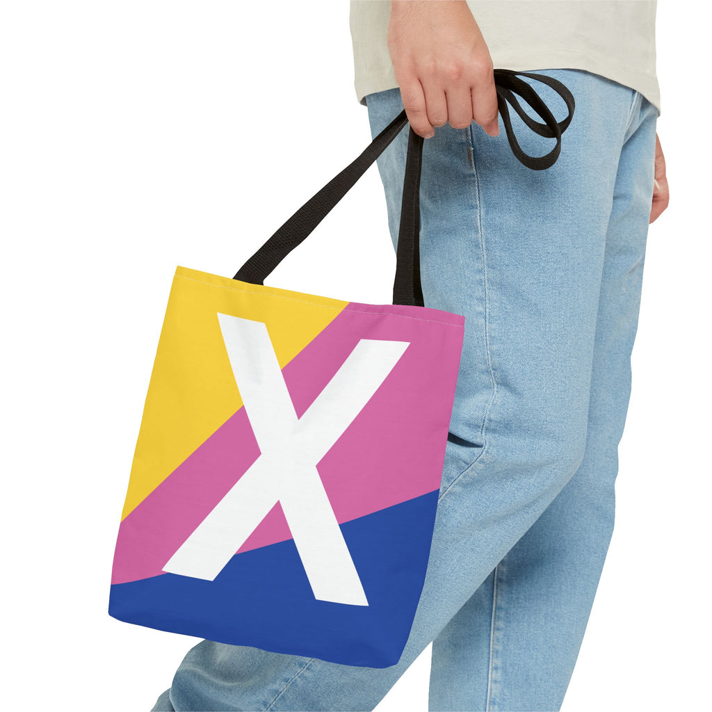 Monogram 'X' Colorblock Tote Bag — Personalized Initial X Shoulder Tote