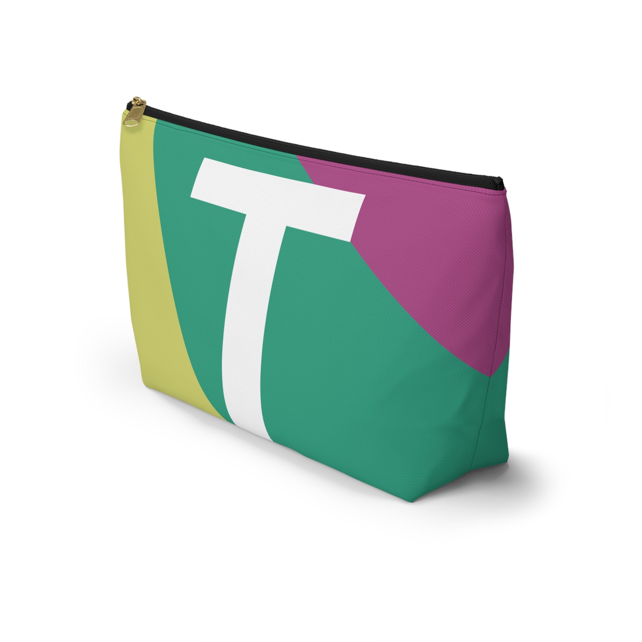 Initials Colorblock Accessory Pouch — Monogram T T-Bottom Cosmetic Bag