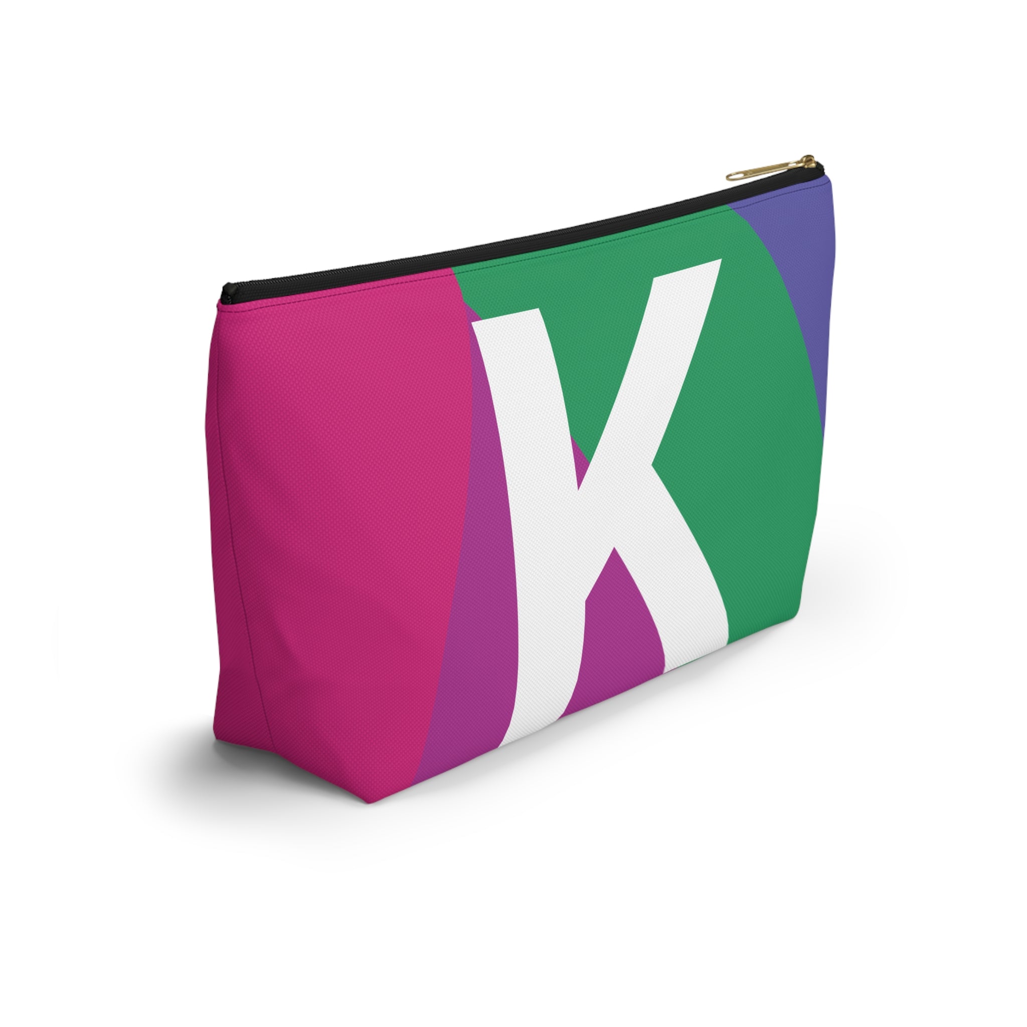Initials Colorblock Accessory Pouch — Monogram K T-Bottom Cosmetic Bag