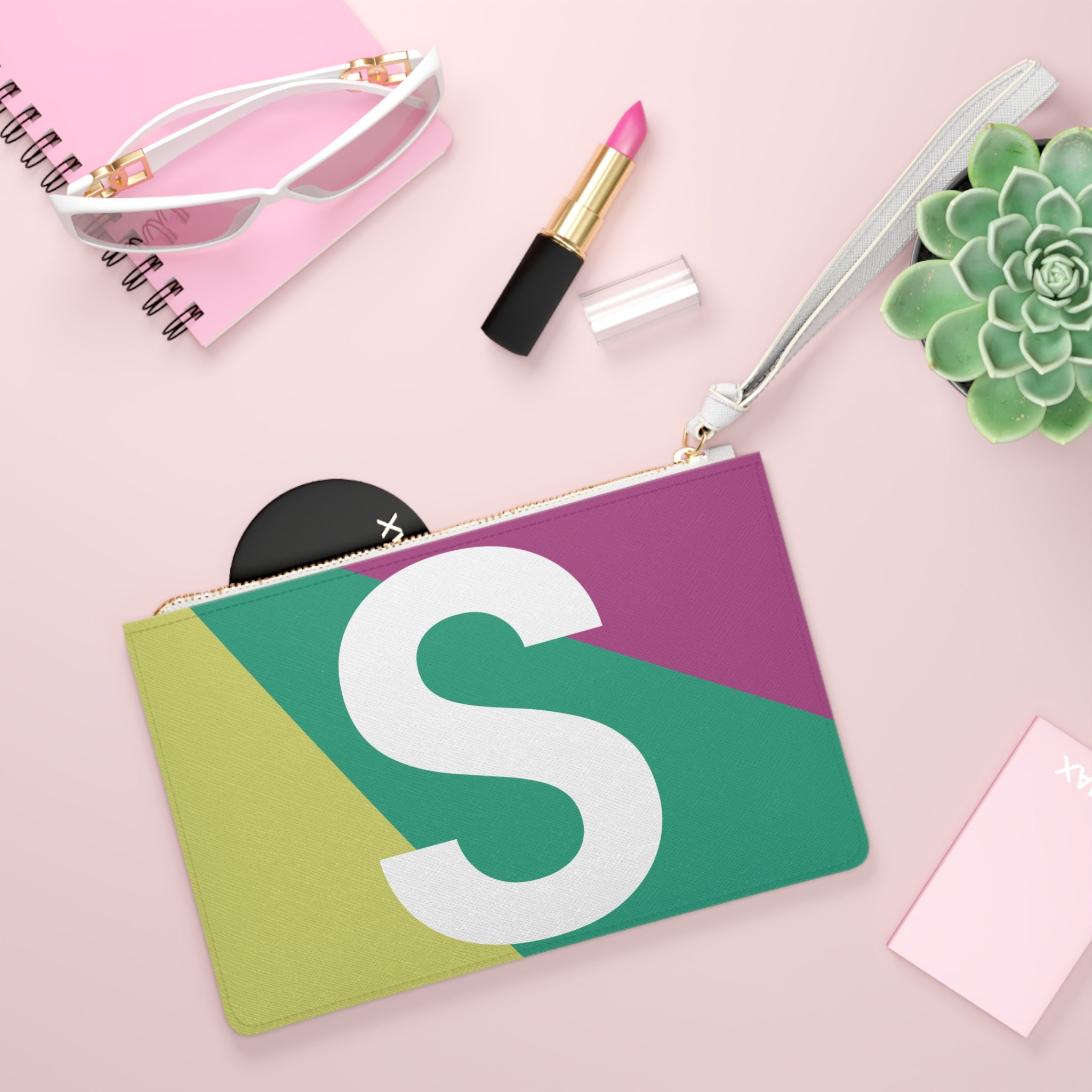 Monogram 'S' Colorblock Clutch Bag — Bold Geometric Wristlet for Everyday & Gifts