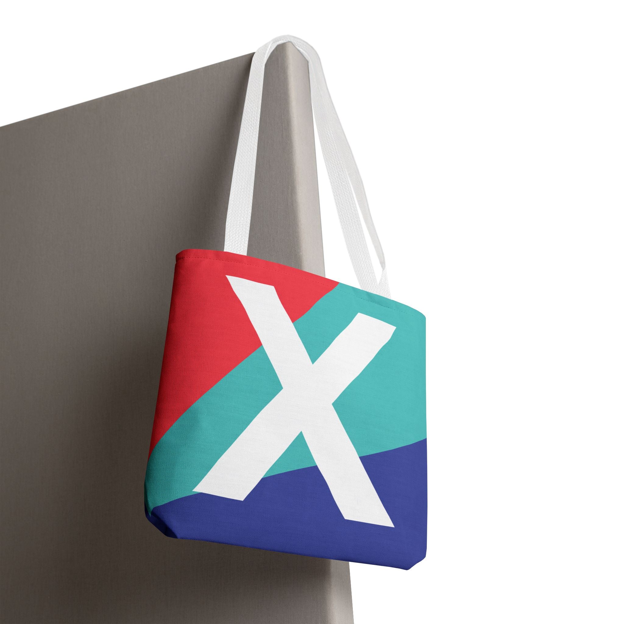 Monogram 'X' Colorblock Tote Bag — Personalized Initial X Shoulder Tote