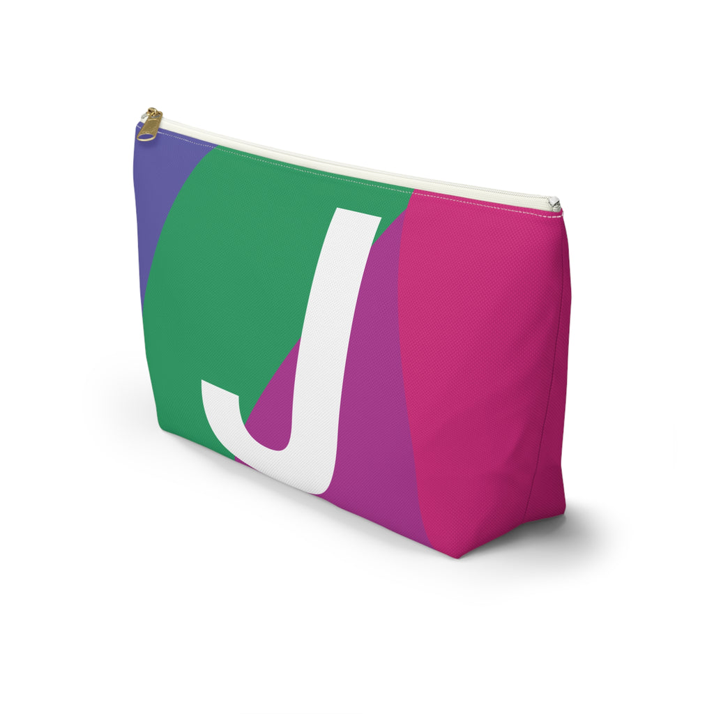 Initials Colorblock Accessory Pouch — Monogram J T-Bottom Cosmetic Bag