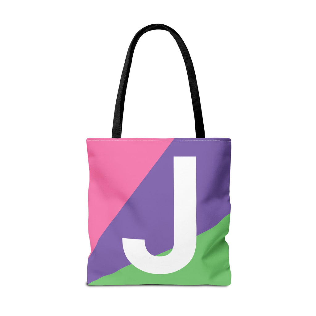 Monogram 'J' Colorblock Tote Bag — Personalized Initial J Shoulder Tote