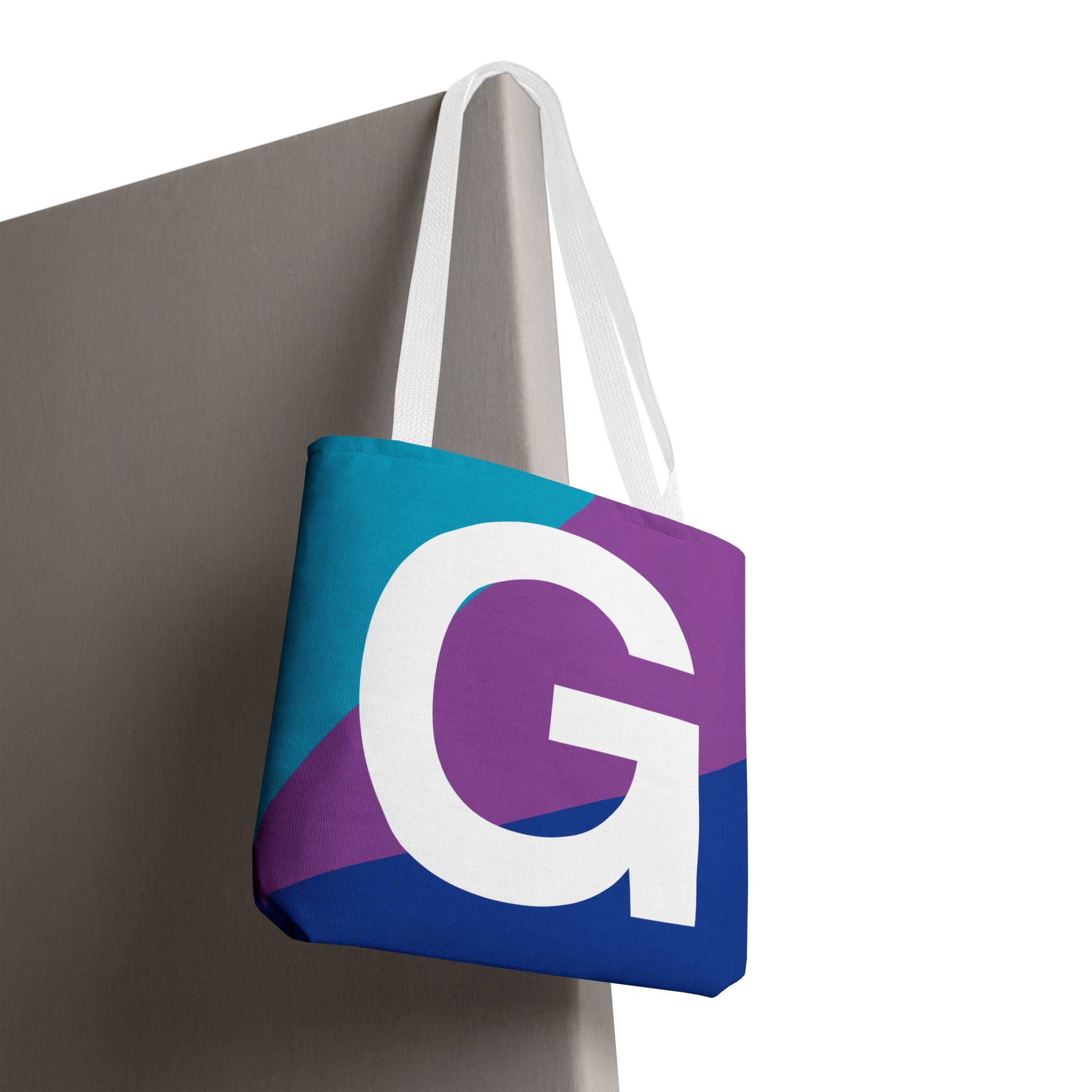 Monogram 'G' Colorblock Tote Bag — Personalized Initial G Shoulder Tote