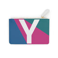 Initial Y Mini Clutch — Colorblock Monogram Wristlet Wallet