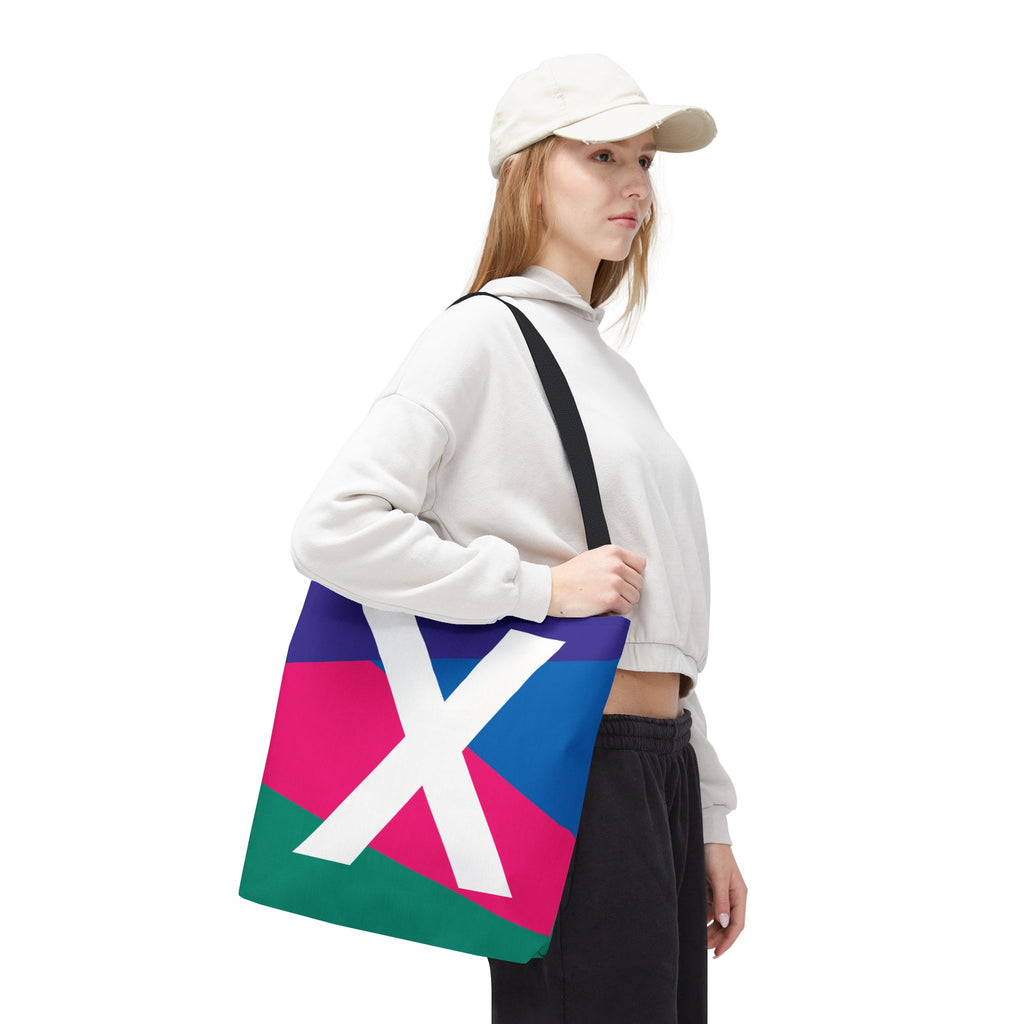 Monogram 'X' Colorblock Tote Bag — Personalized Initial X Shoulder Tote