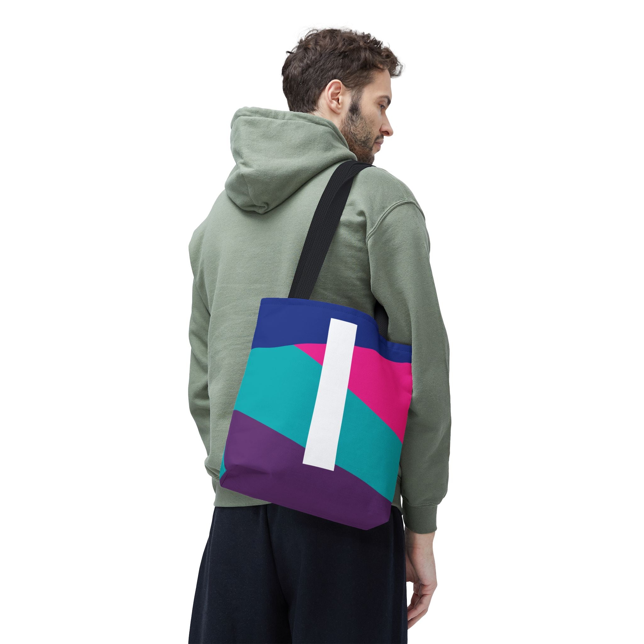 Monogram 'I' Colorblock Tote Bag — Personalized Initial I Shoulder Tote