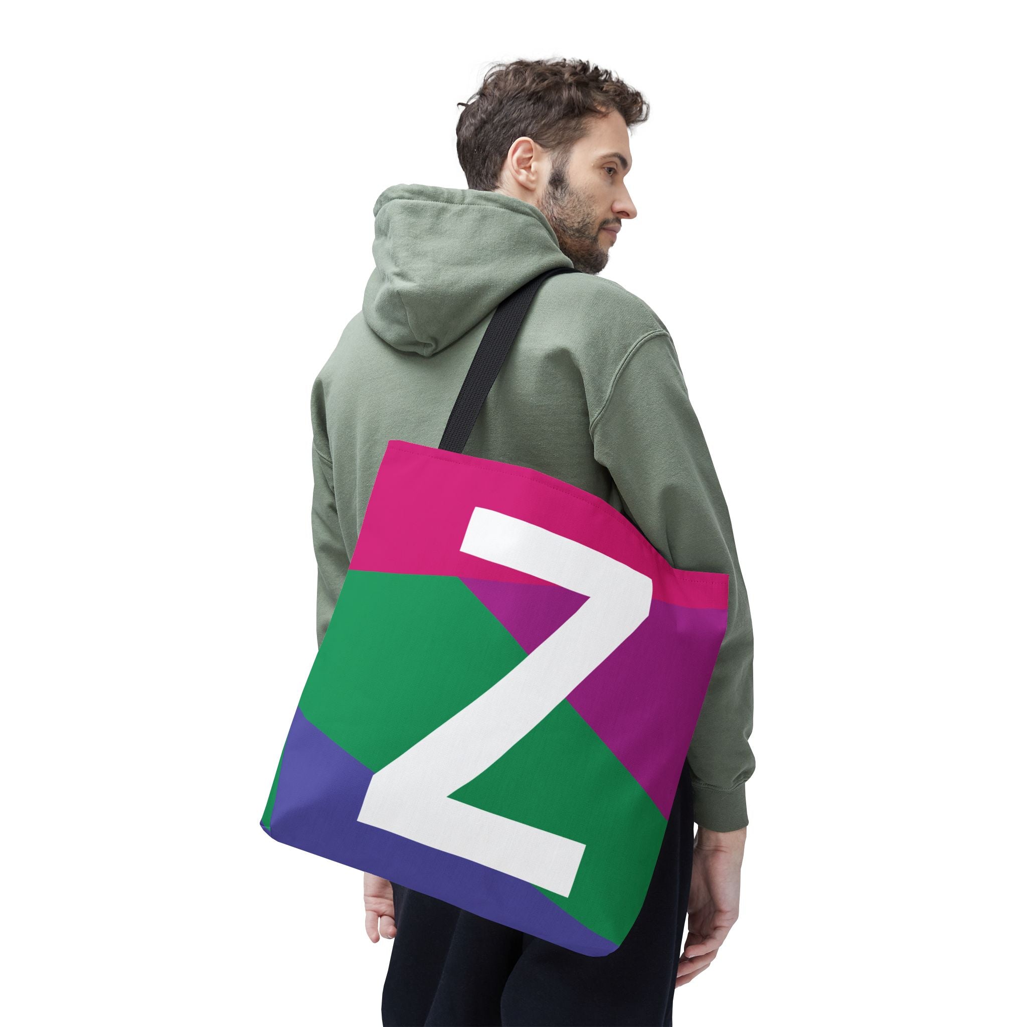 Monogram 'Z' Colorblock Tote Bag — Personalized Initial Z Shoulder Tote