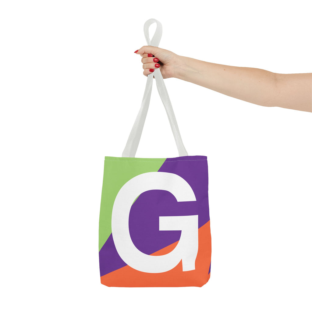 Monogram 'G' Colorblock Tote Bag — Personalized Initial G Shoulder Tote