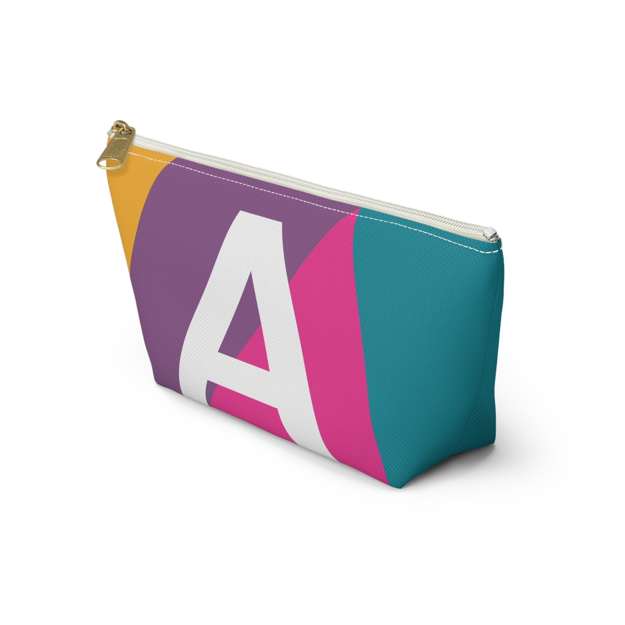 Initials Colorblock Accessory Pouch — Monogram A T-Bottom Cosmetic Bag