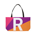 Personalized 'R' Colorblock Tote Bag — Monogram Weekender Tote