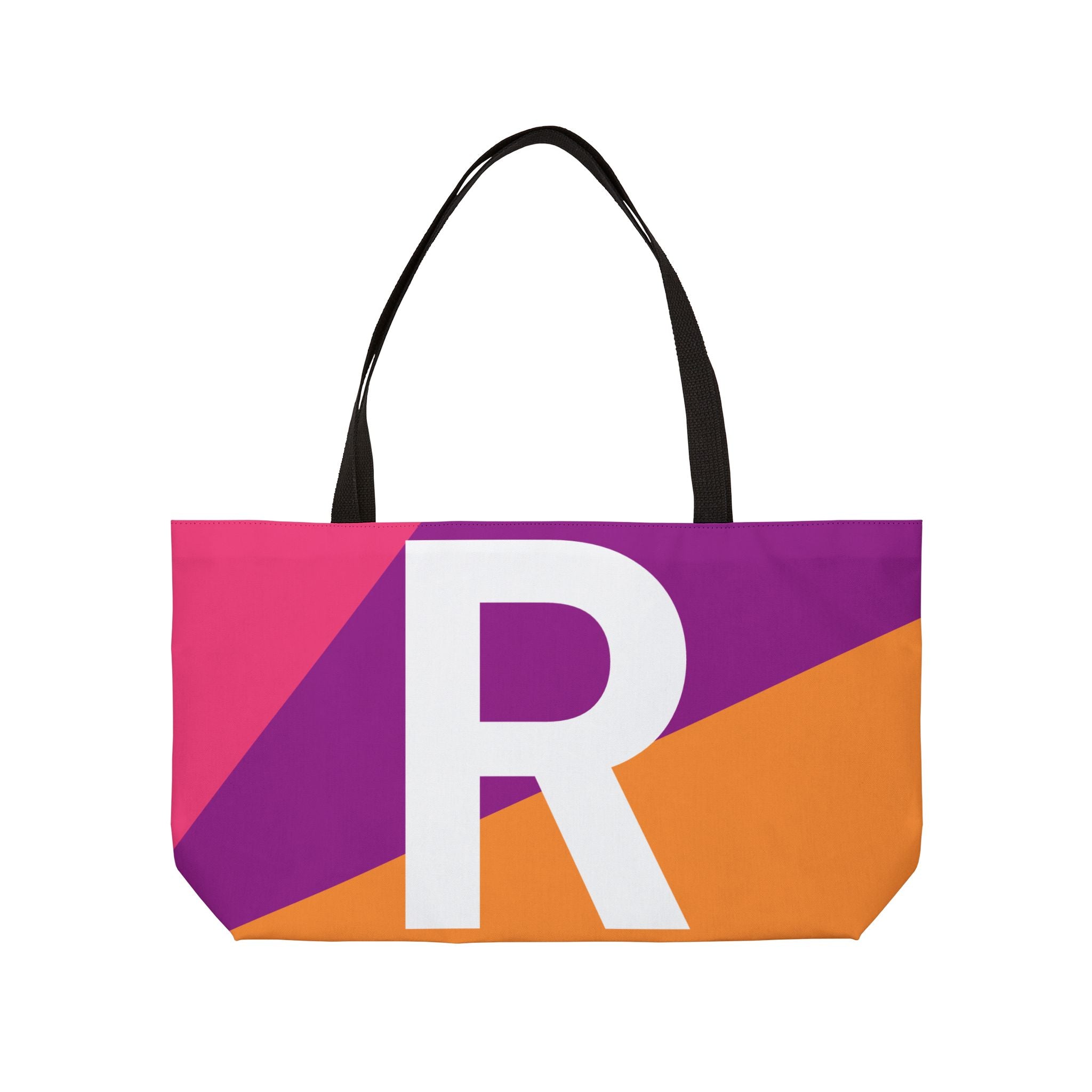 Personalized 'R' Colorblock Tote Bag — Monogram Weekender Tote