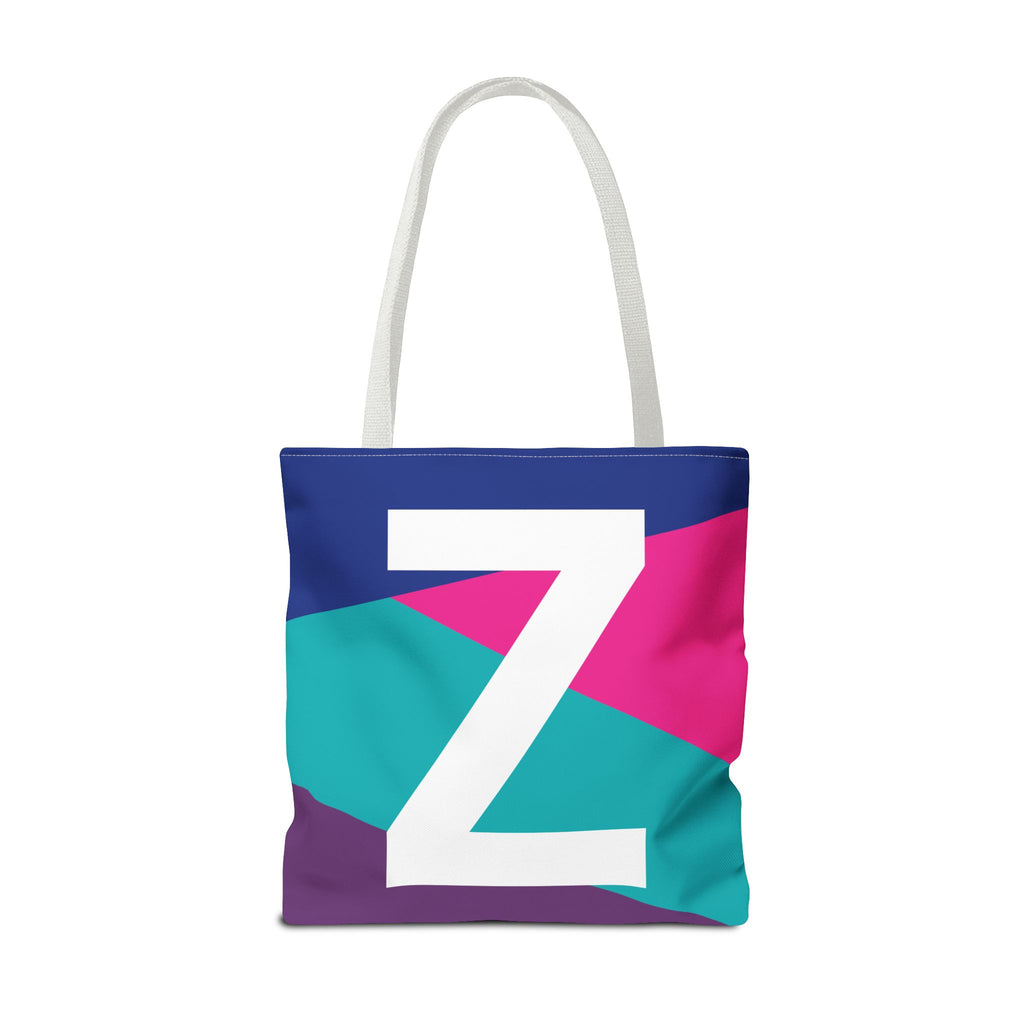 Monogram 'Z' Colorblock Tote Bag — Personalized Initial Z Shoulder Tote