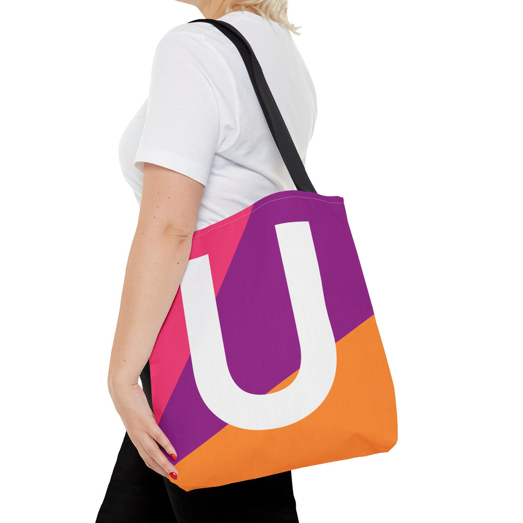 Monogram 'U' Colorblock Tote Bag — Personalized Initial U Shoulder Tote