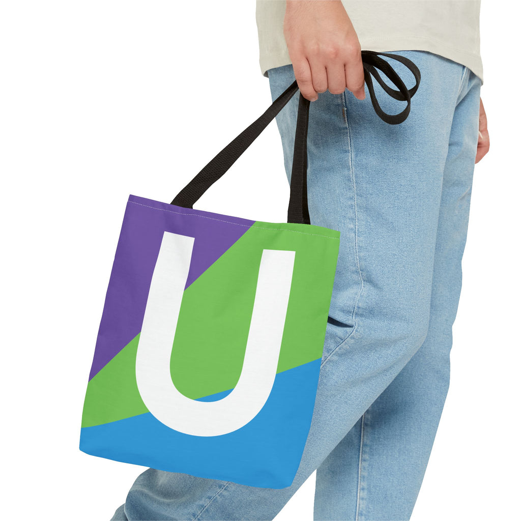 Monogram 'U' Colorblock Tote Bag — Personalized Initial U Shoulder Tote
