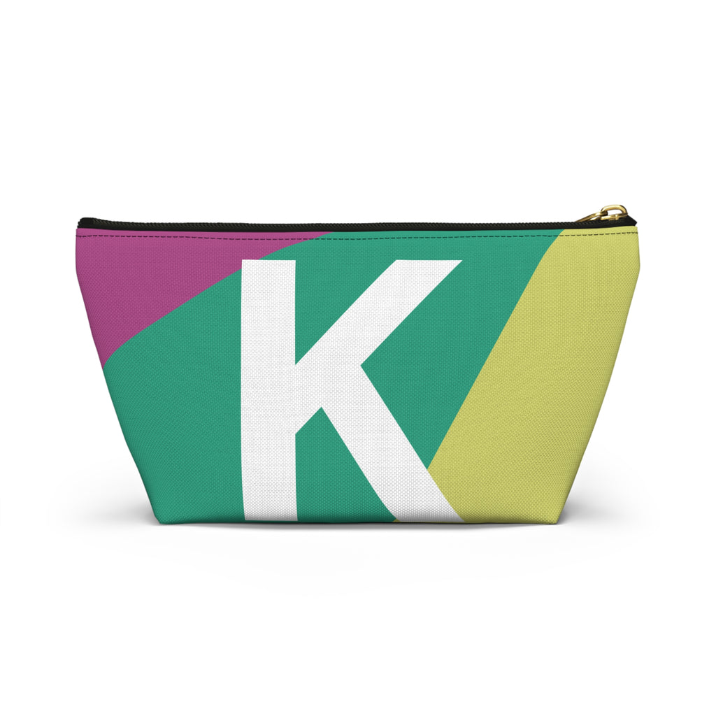 Initials Colorblock Accessory Pouch — Monogram K T-Bottom Cosmetic Bag