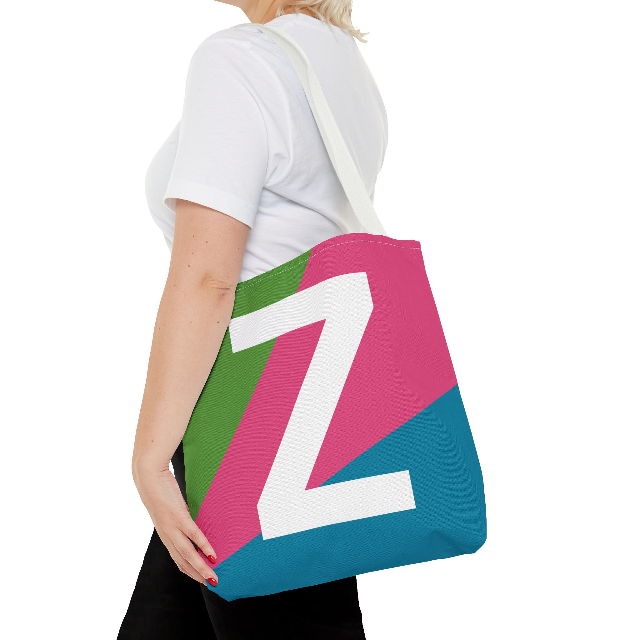 Monogram 'Z' Colorblock Tote Bag — Personalized Initial Z Shoulder Tote