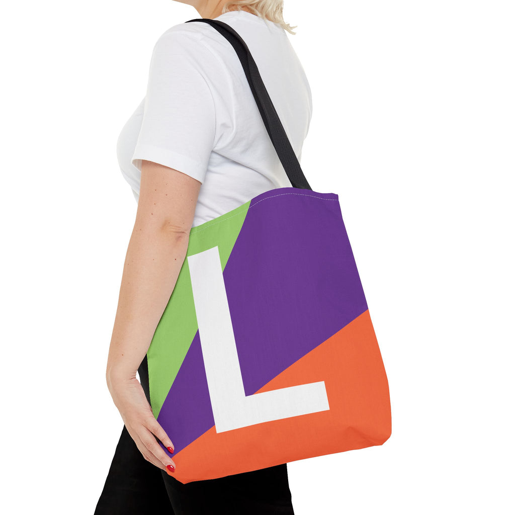 Monogram 'L' Colorblock Tote Bag — Personalized Initial L Shoulder Tote