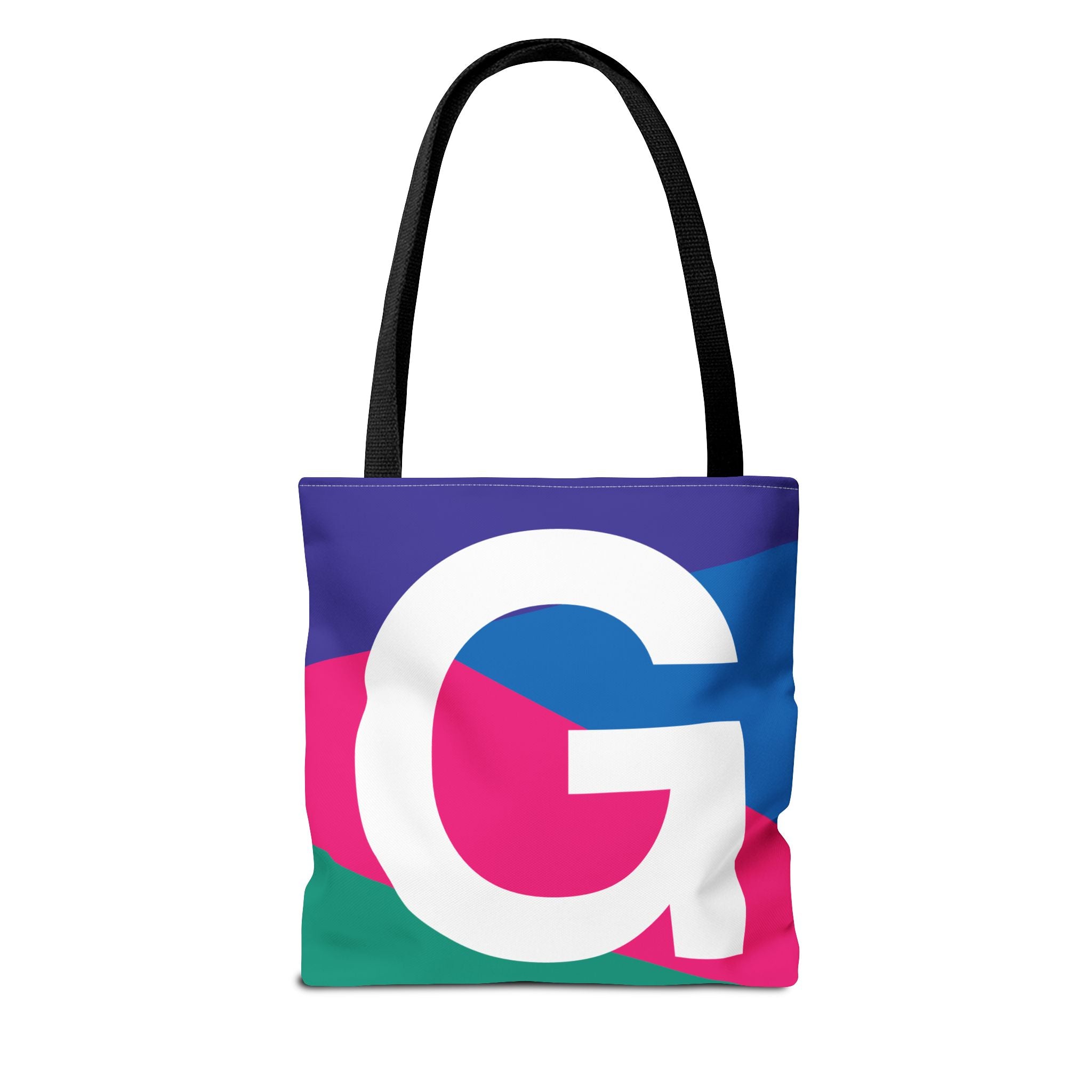 Monogram 'G' Colorblock Tote Bag — Personalized Initial G Shoulder Tote