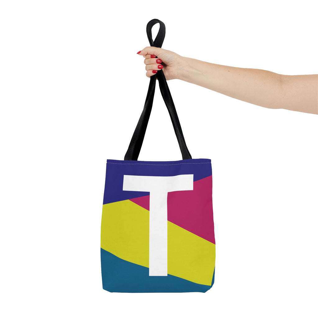 Monogram 'T' Colorblock Tote Bag — Personalized Initial T Shoulder Tote