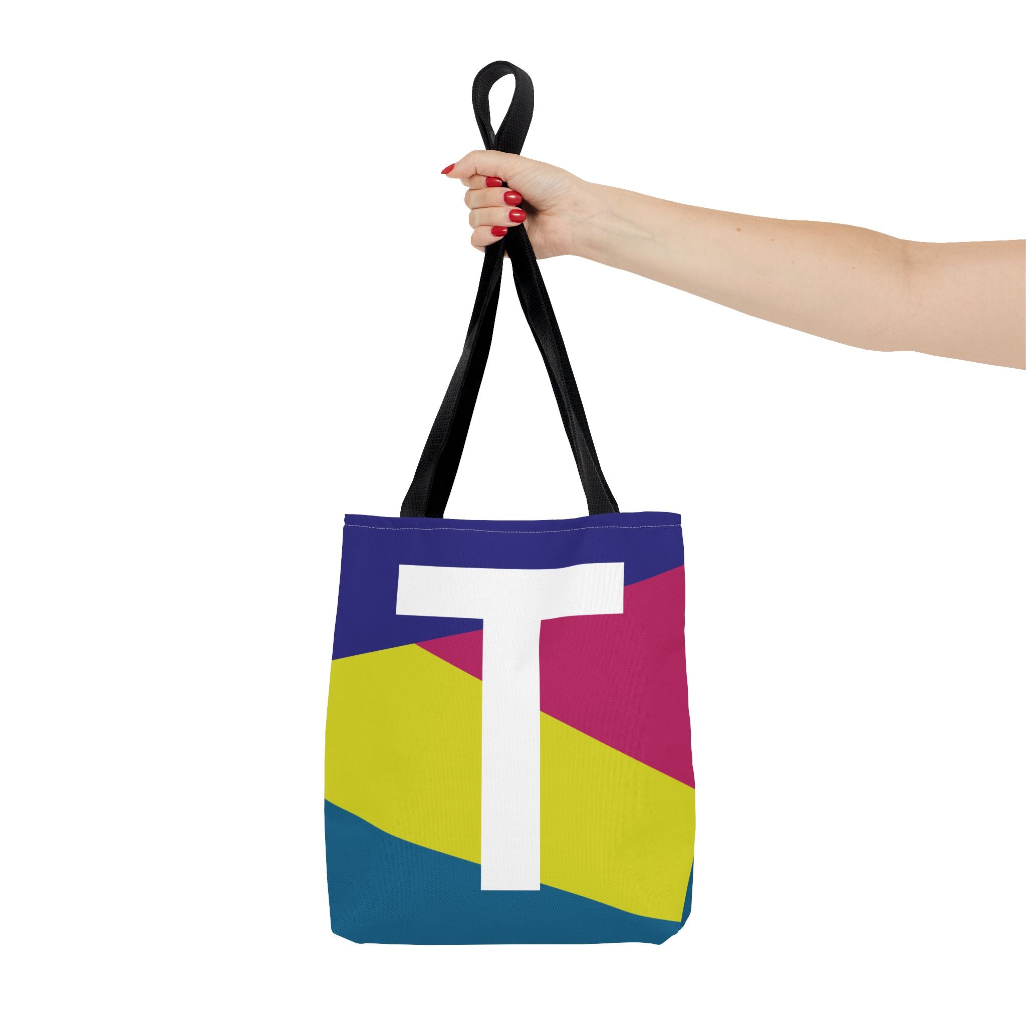 Monogram 'T' Colorblock Tote Bag — Personalized Initial T Shoulder Tote