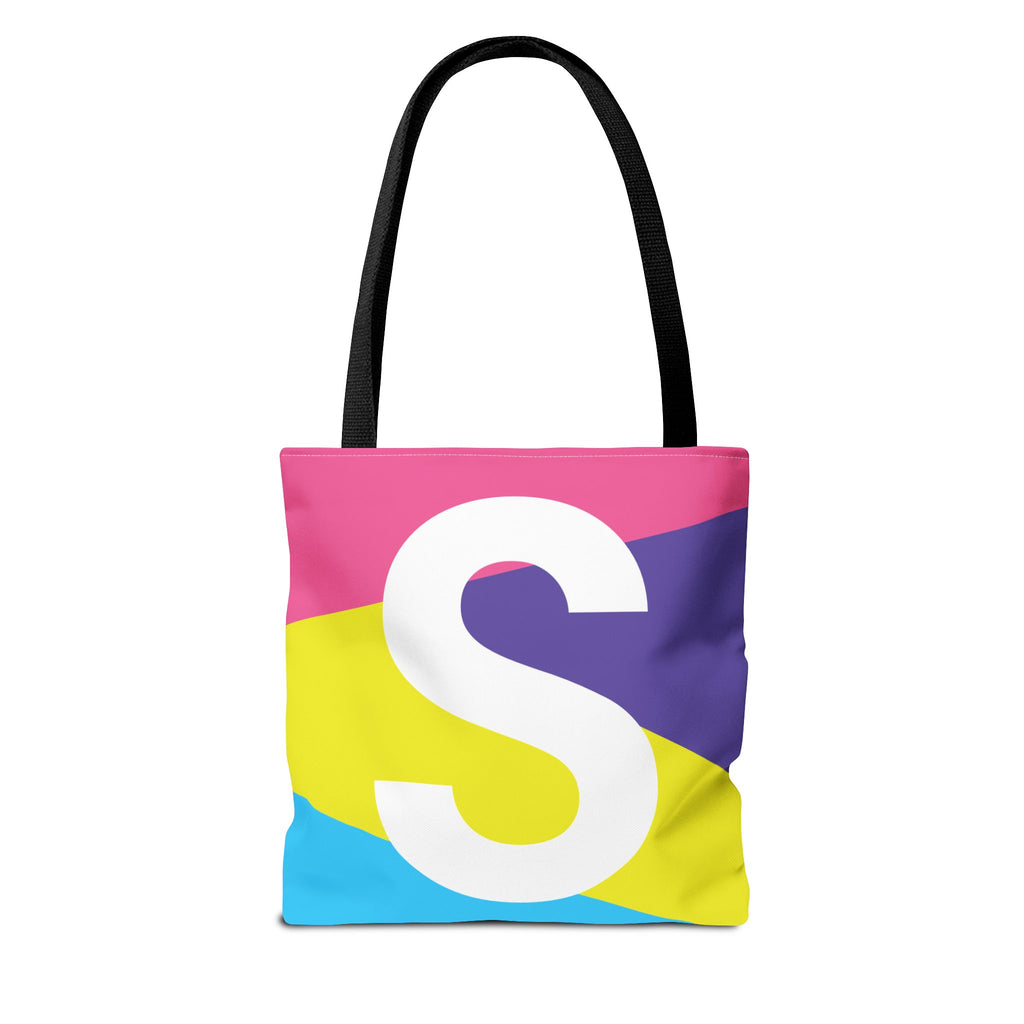 Monogram 'S' Colorblock Tote Bag — Personalized Initial S Shoulder Tote