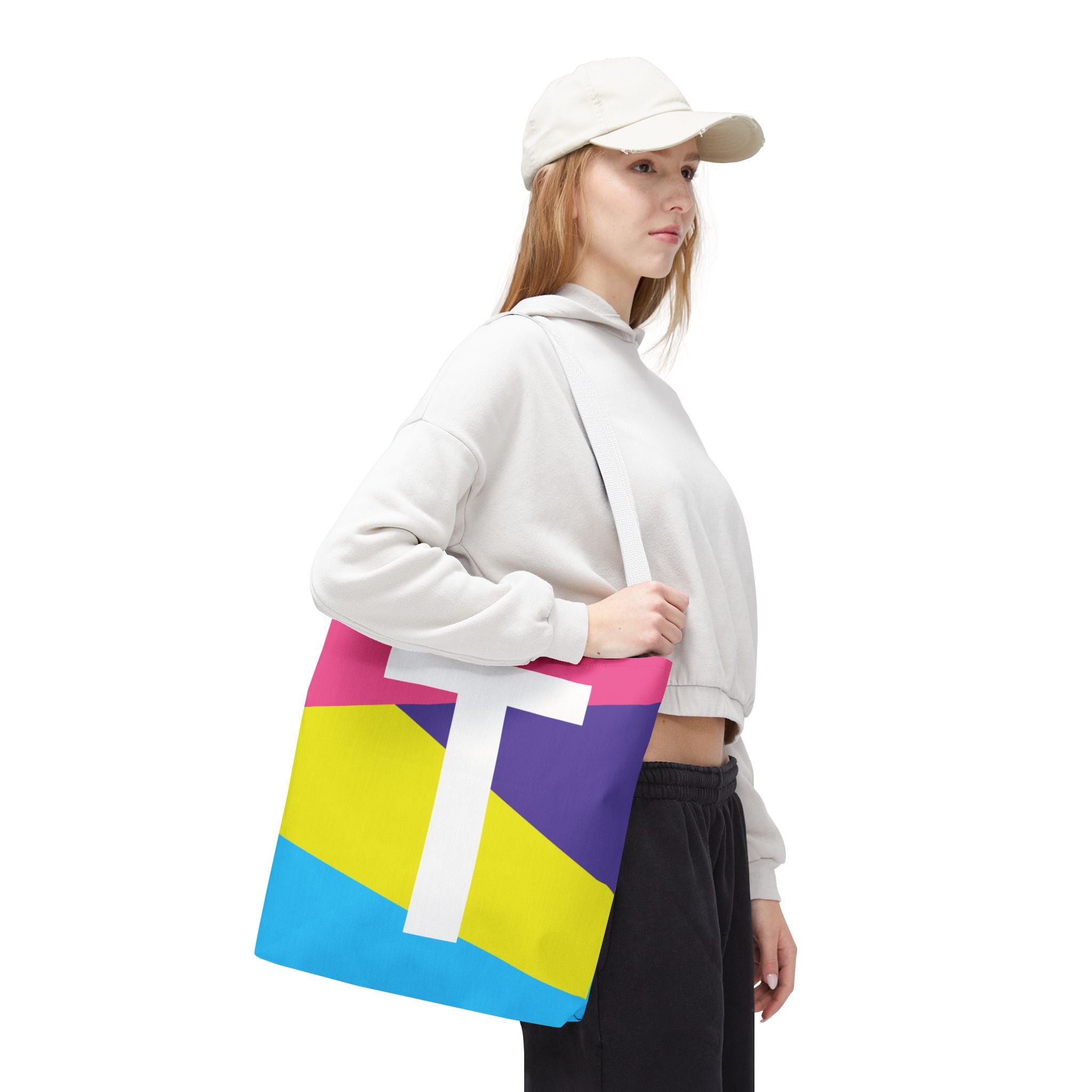 Monogram 'T' Colorblock Tote Bag — Personalized Initial T Shoulder Tote