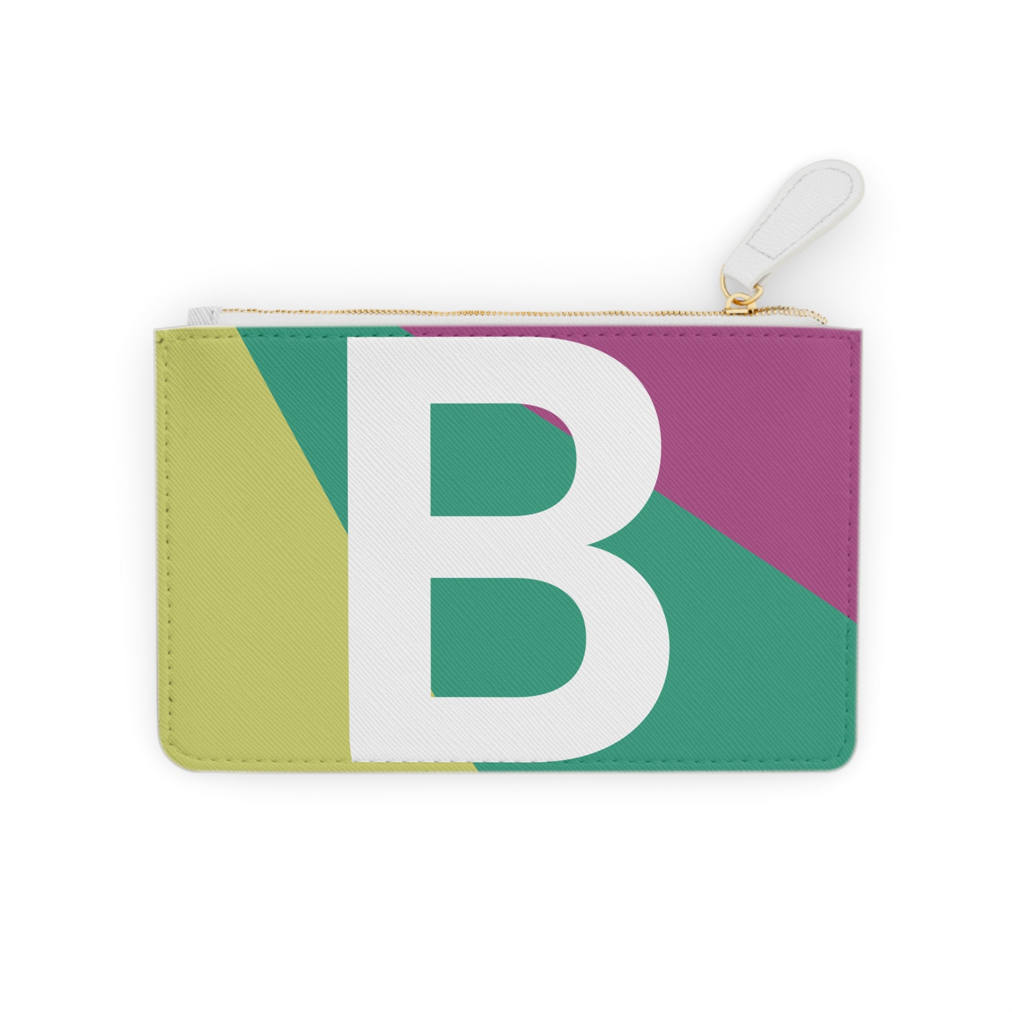 Initial B Mini Clutch — Colorblock Monogram Wristlet Wallet