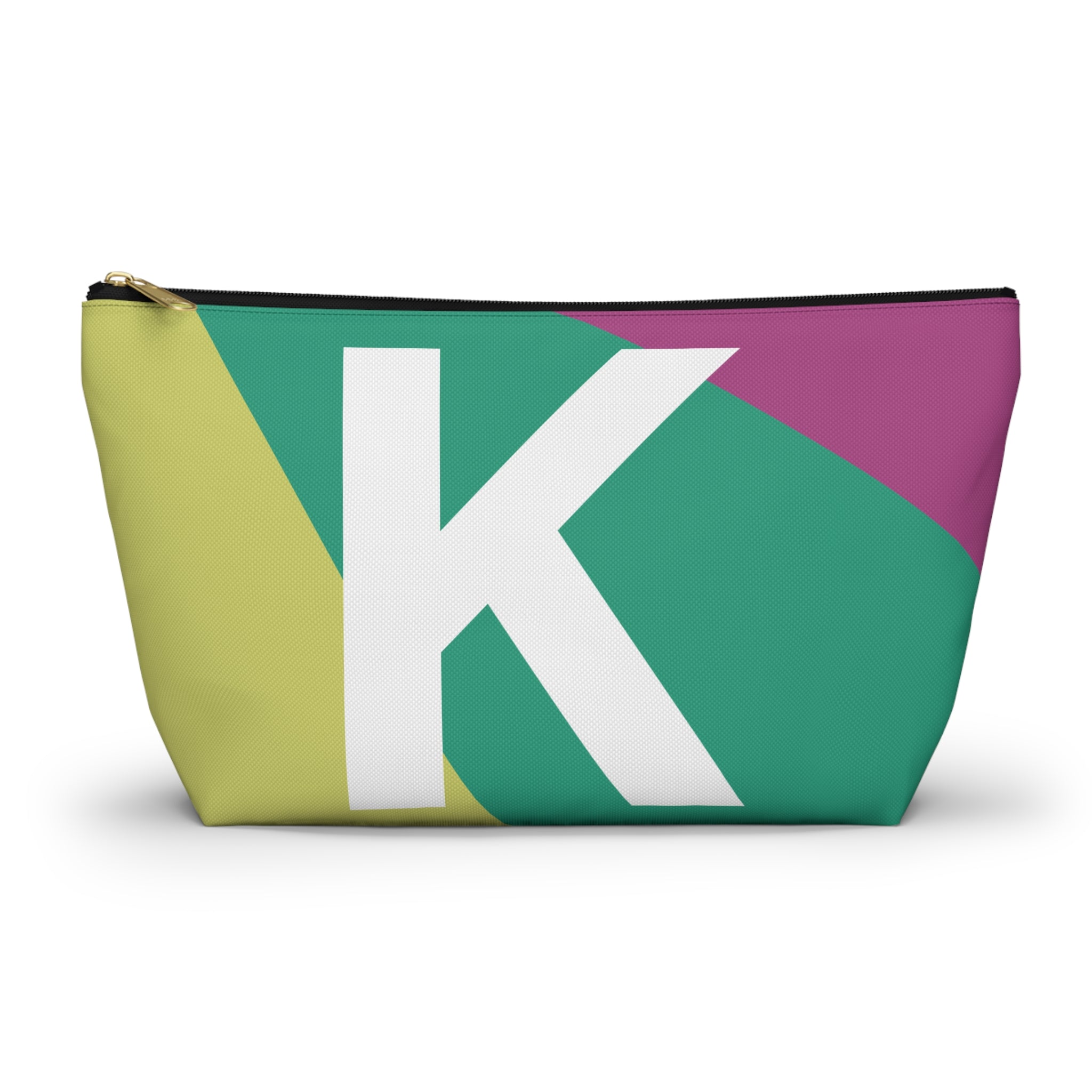 Initials Colorblock Accessory Pouch — Monogram K T-Bottom Cosmetic Bag