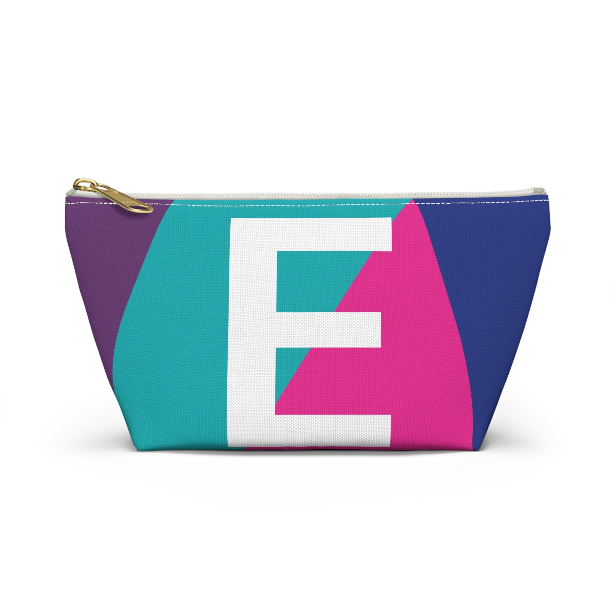 Initials Colorblock Accessory Pouch — Monogram E T-Bottom Cosmetic Bag