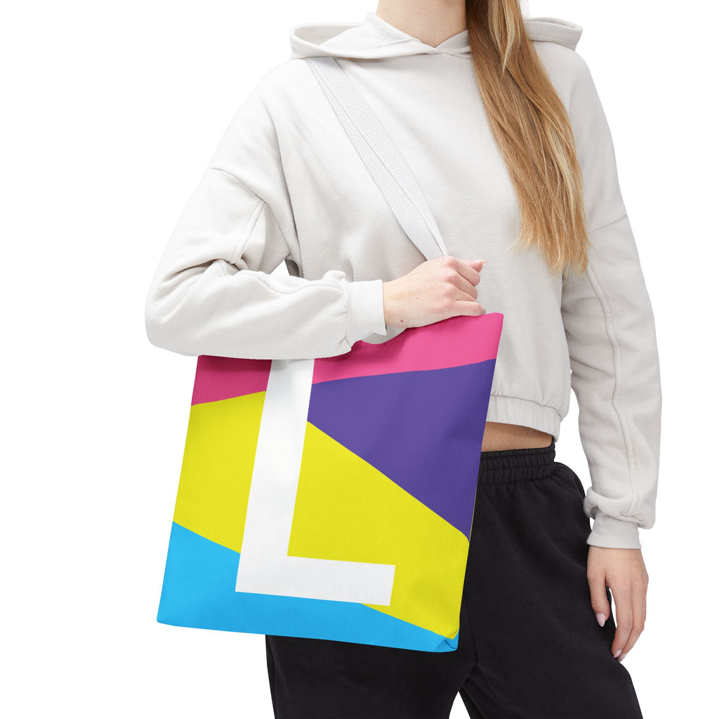 Monogram 'L' Colorblock Tote Bag — Personalized Initial L Shoulder Tote