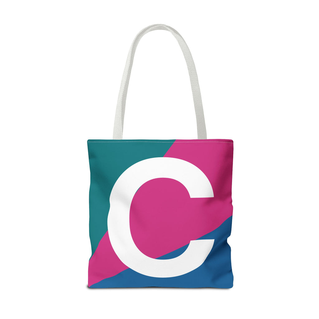 Monogram 'C' Colorblock Tote Bag — Personalized Initial C Shoulder Tote