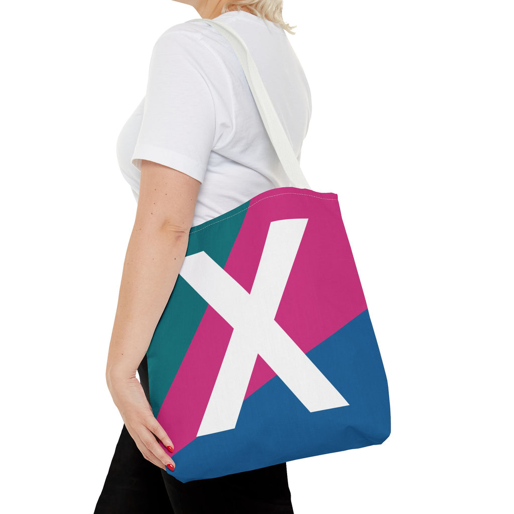 Monogram 'X' Colorblock Tote Bag — Personalized Initial X Shoulder Tote