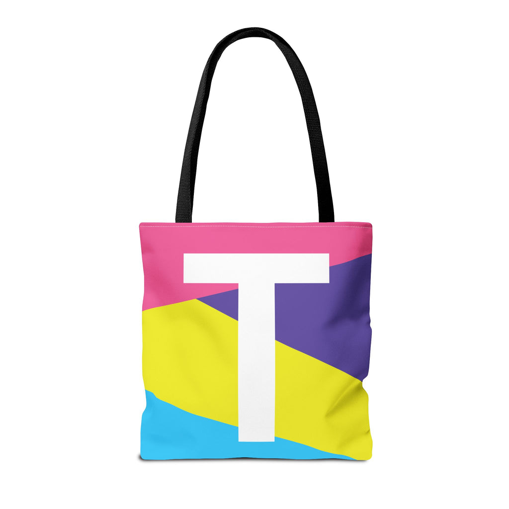 Monogram 'T' Colorblock Tote Bag — Personalized Initial T Shoulder Tote