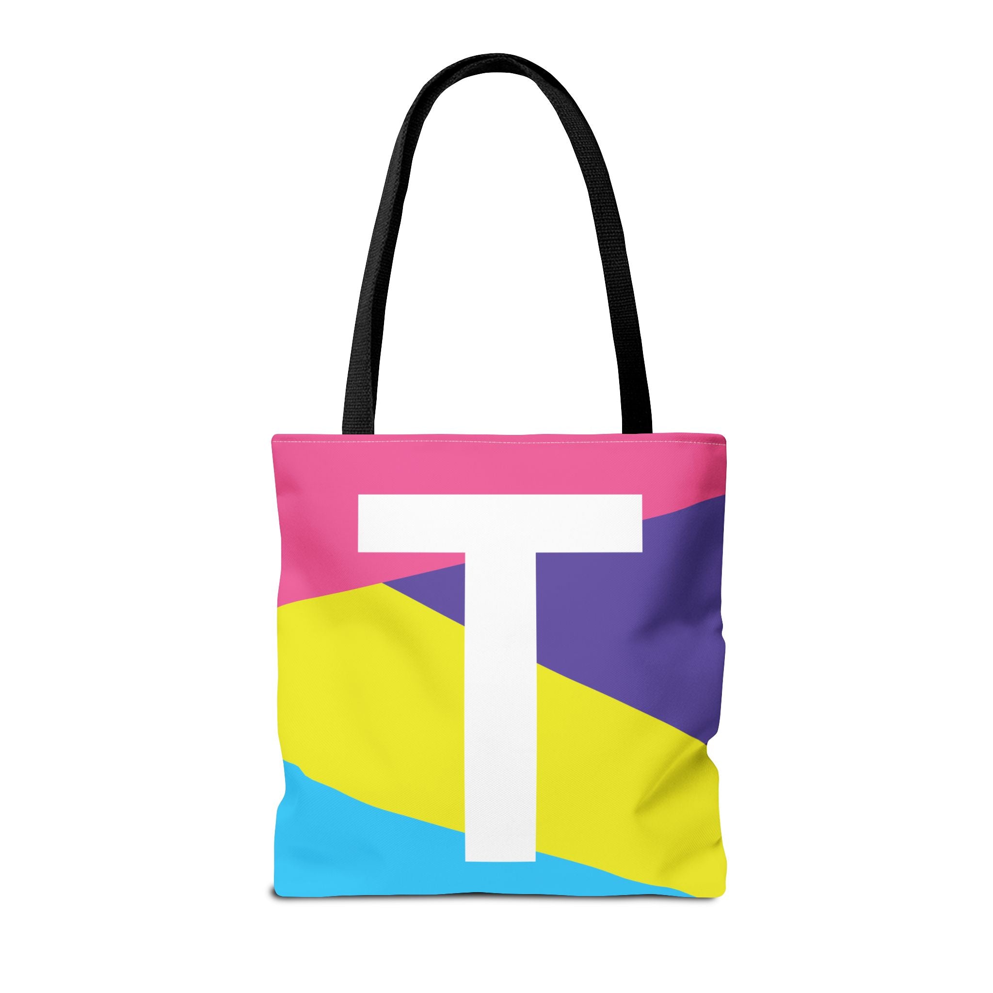 Monogram 'T' Colorblock Tote Bag — Personalized Initial T Shoulder Tote