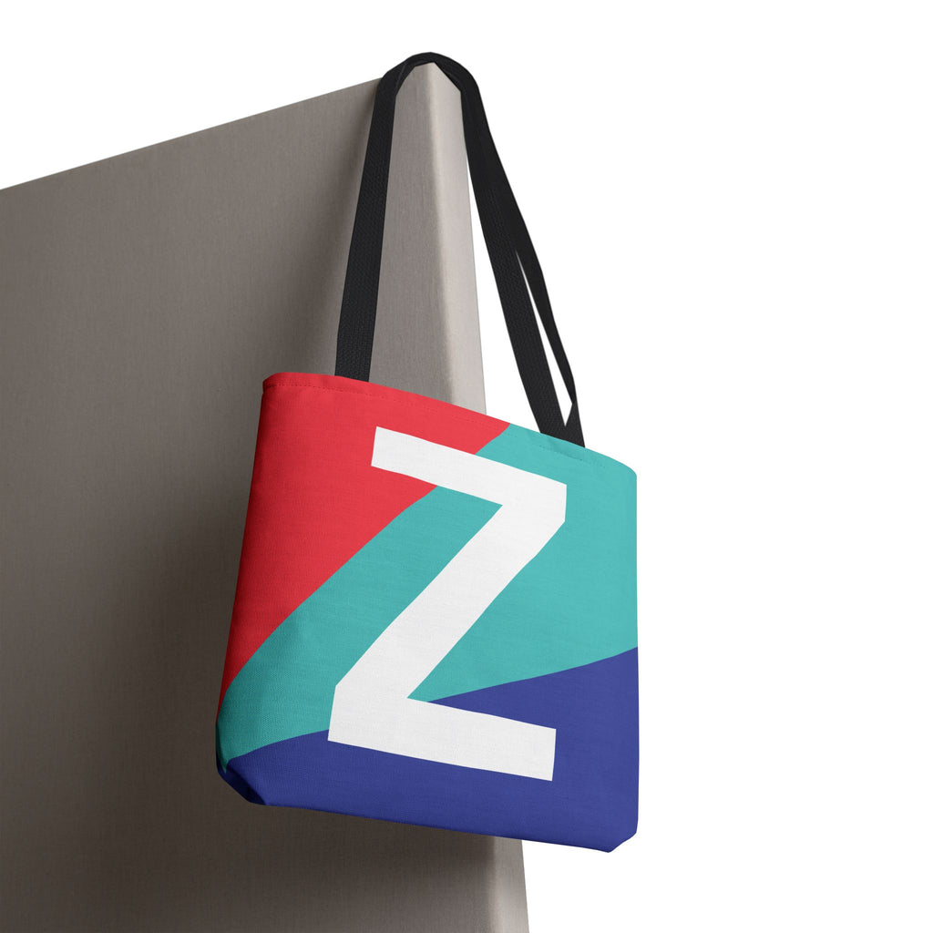 Monogram 'Z' Colorblock Tote Bag — Personalized Initial Z Shoulder Tote
