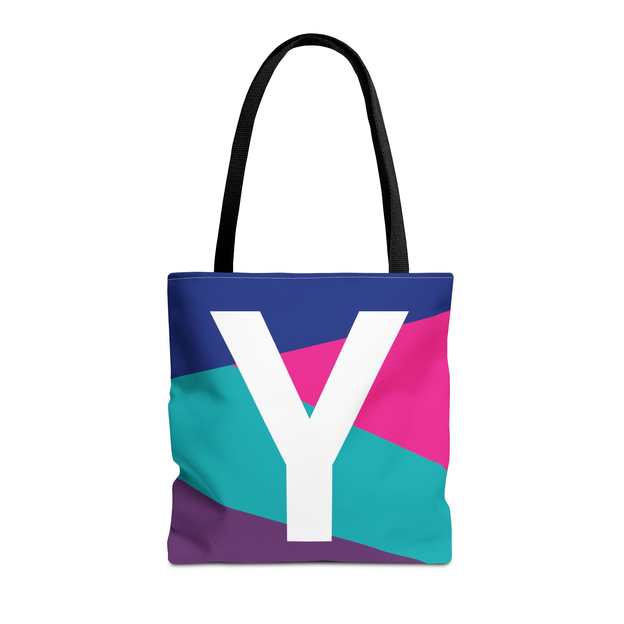 Monogram 'Y' Colorblock Tote Bag — Personalized Initial Y Shoulder Tote