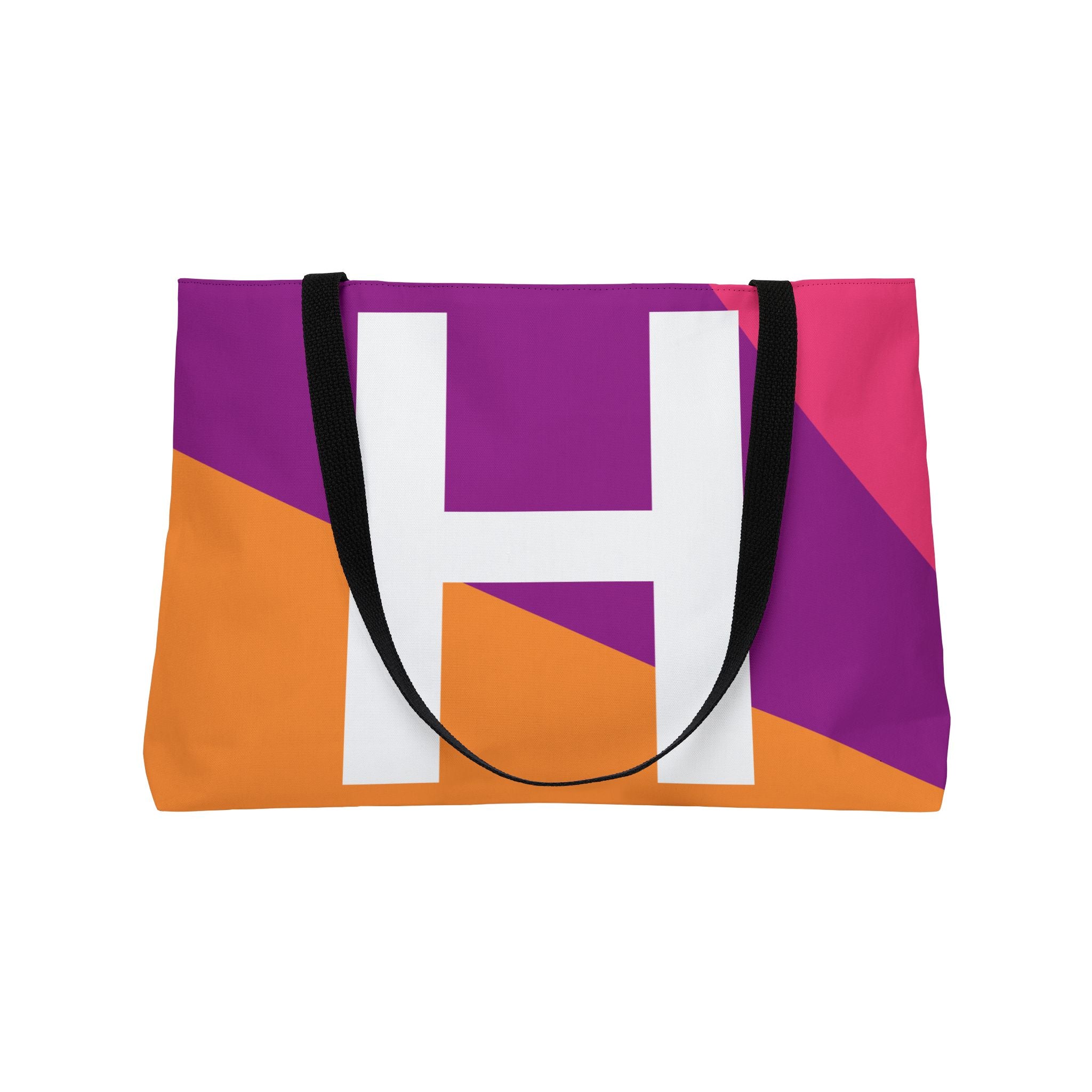 Personalized 'H' Colorblock Tote Bag — Monogram Weekender Tote