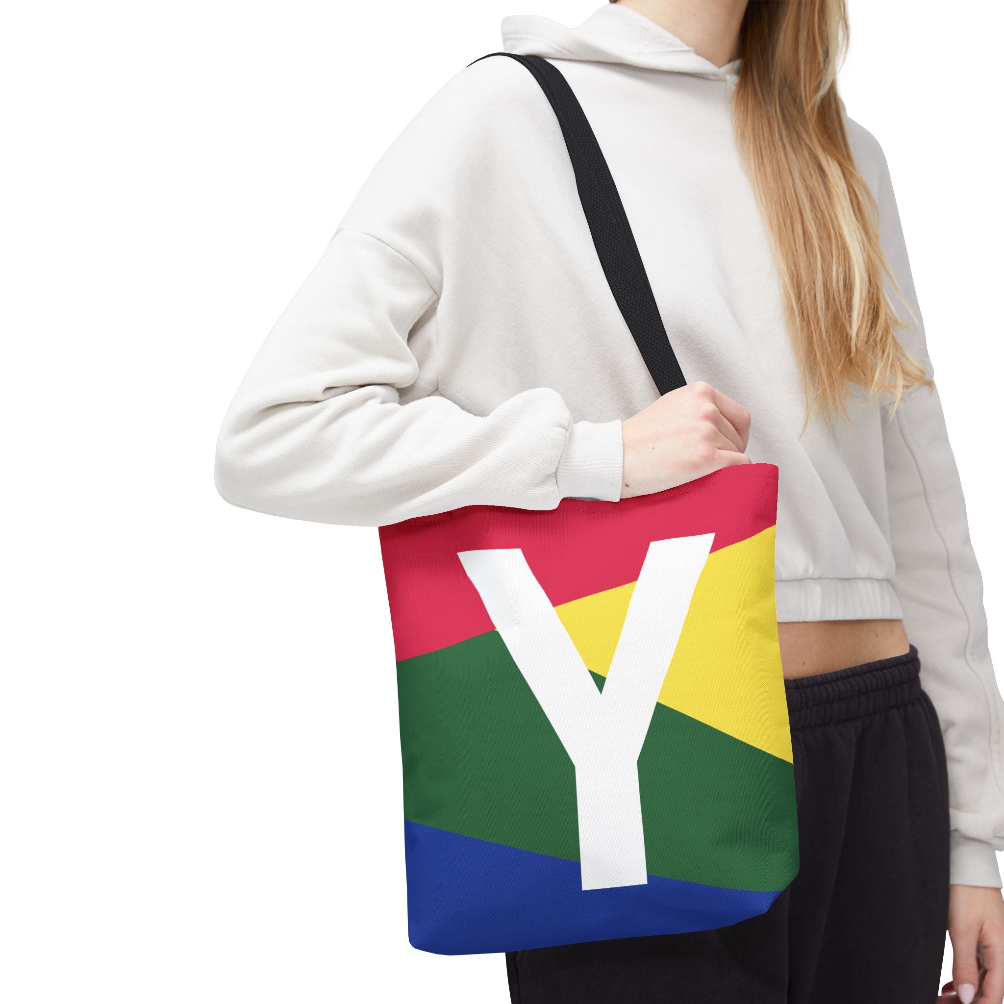 Monogram 'Y' Colorblock Tote Bag — Personalized Initial Y Shoulder Tote