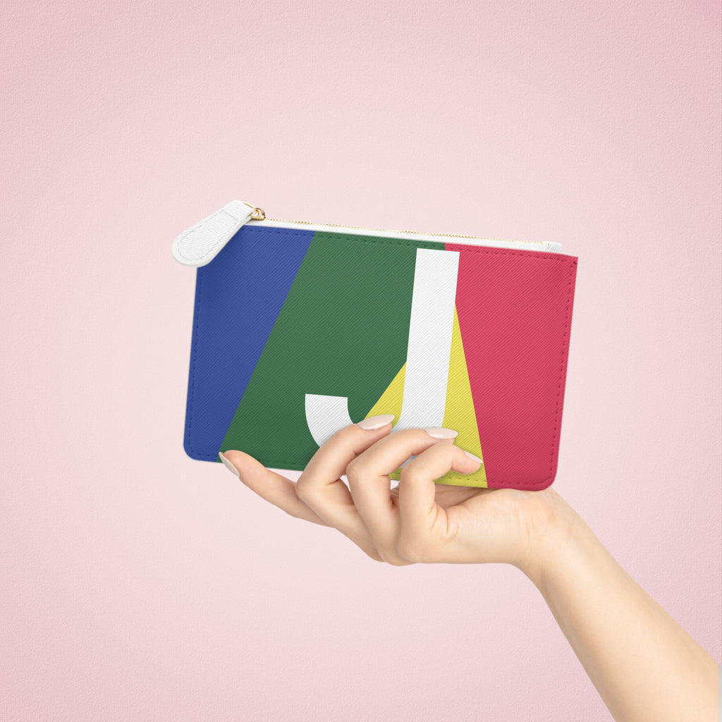Initial J Mini Clutch — Colorblock Monogram Wristlet Wallet
