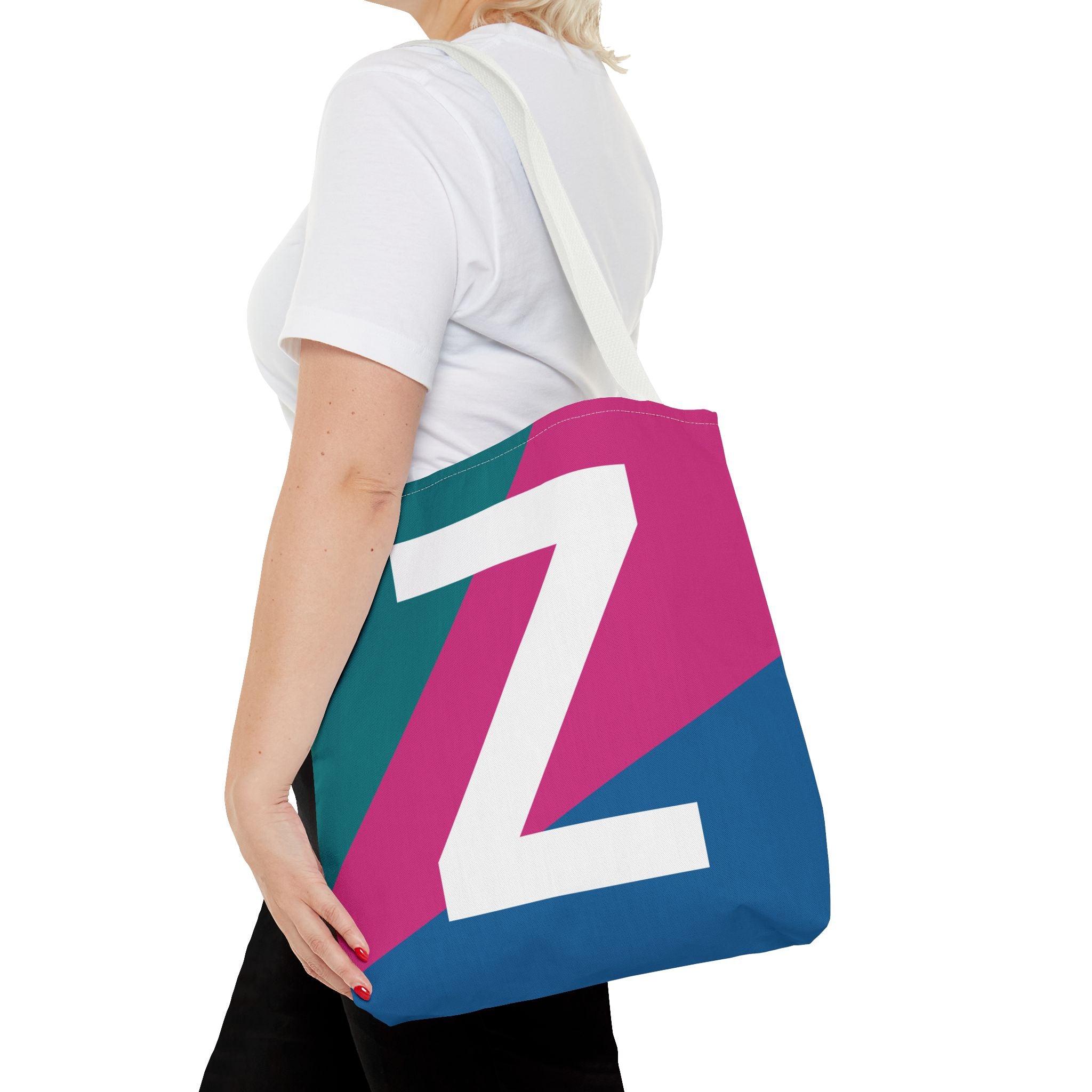Monogram 'Z' Colorblock Tote Bag — Personalized Initial Z Shoulder Tote