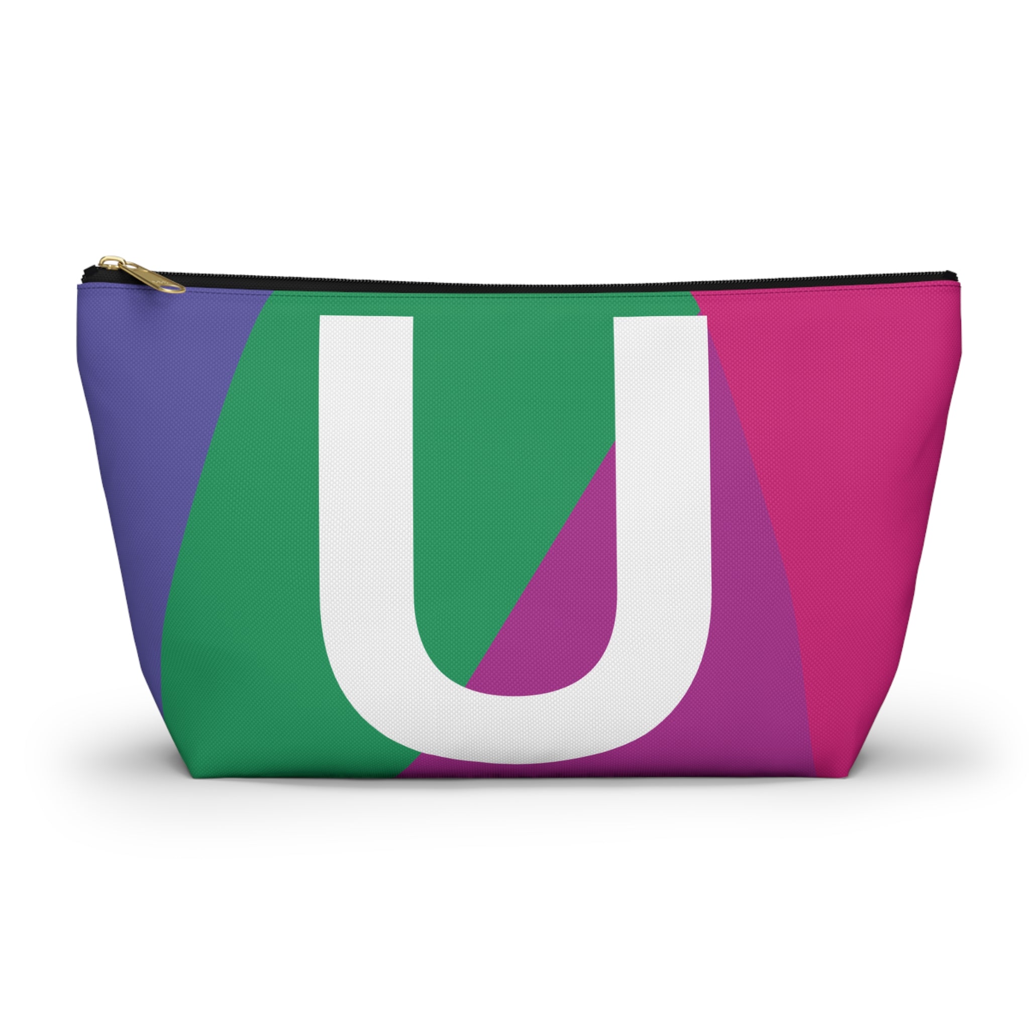 Initials Colorblock Accessory Pouch — Monogram U T-Bottom Cosmetic Bag
