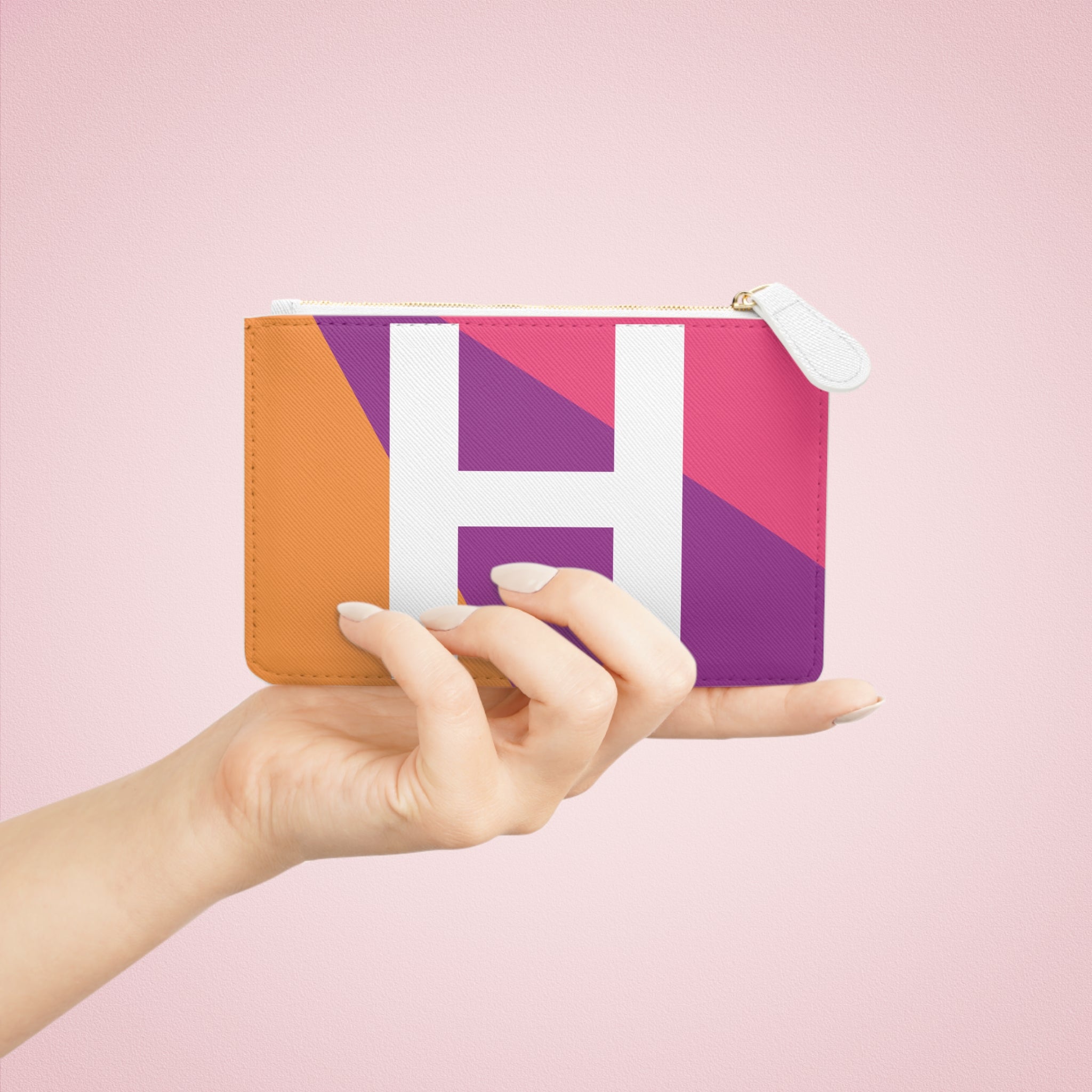 Initial H Mini Clutch — Colorblock Monogram Wristlet Wallet