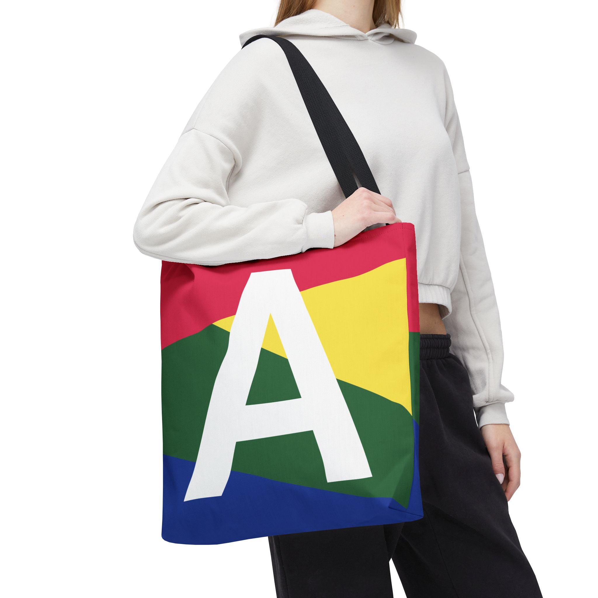 Monogram 'A' Colorblock Tote Bag — Personalized Initial A Shoulder Tote